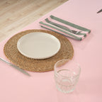 Pack 2 unidades servilletas Maglia Raya Rosa y Musgo 45x45 cm