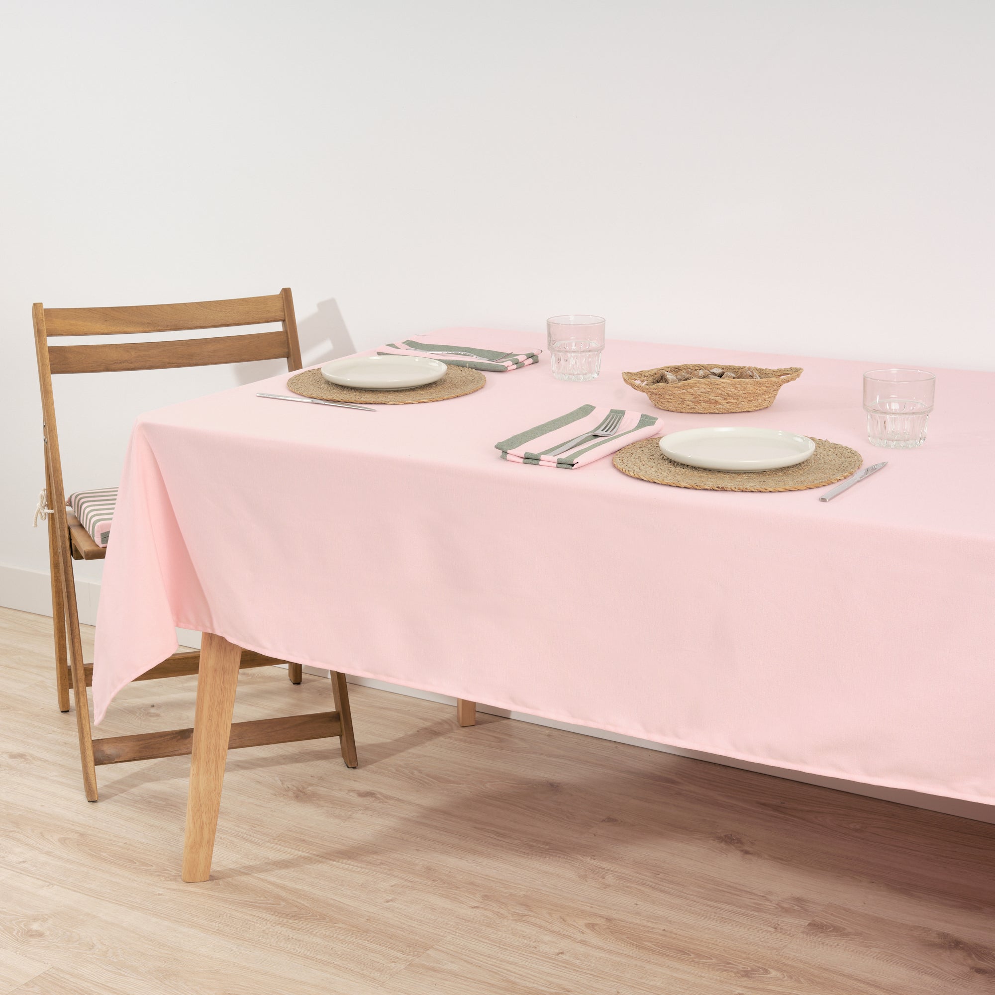 Pack 2 unidades servilletas Maglia Raya Rosa y Musgo 45x45 cm