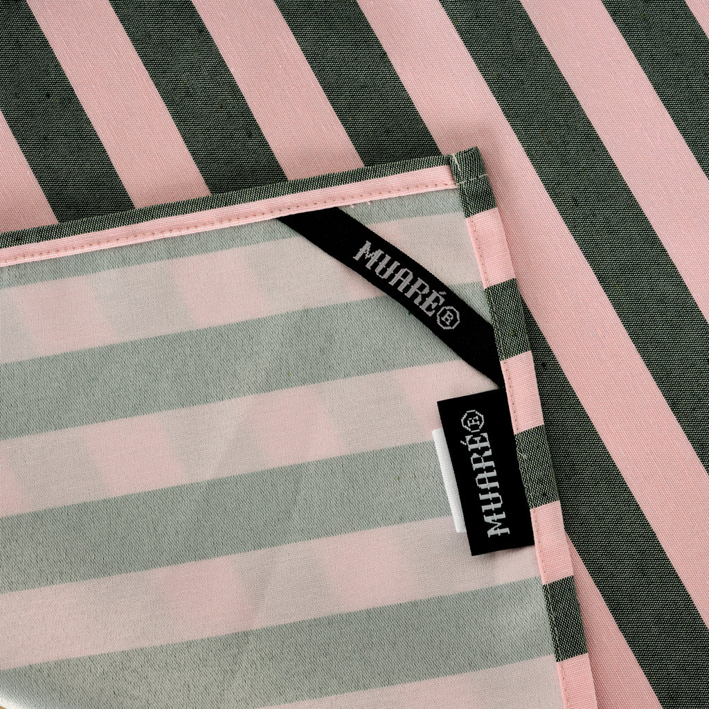 Paño de cocina Maglia Raya Rosa y Musgo 45x70 cm