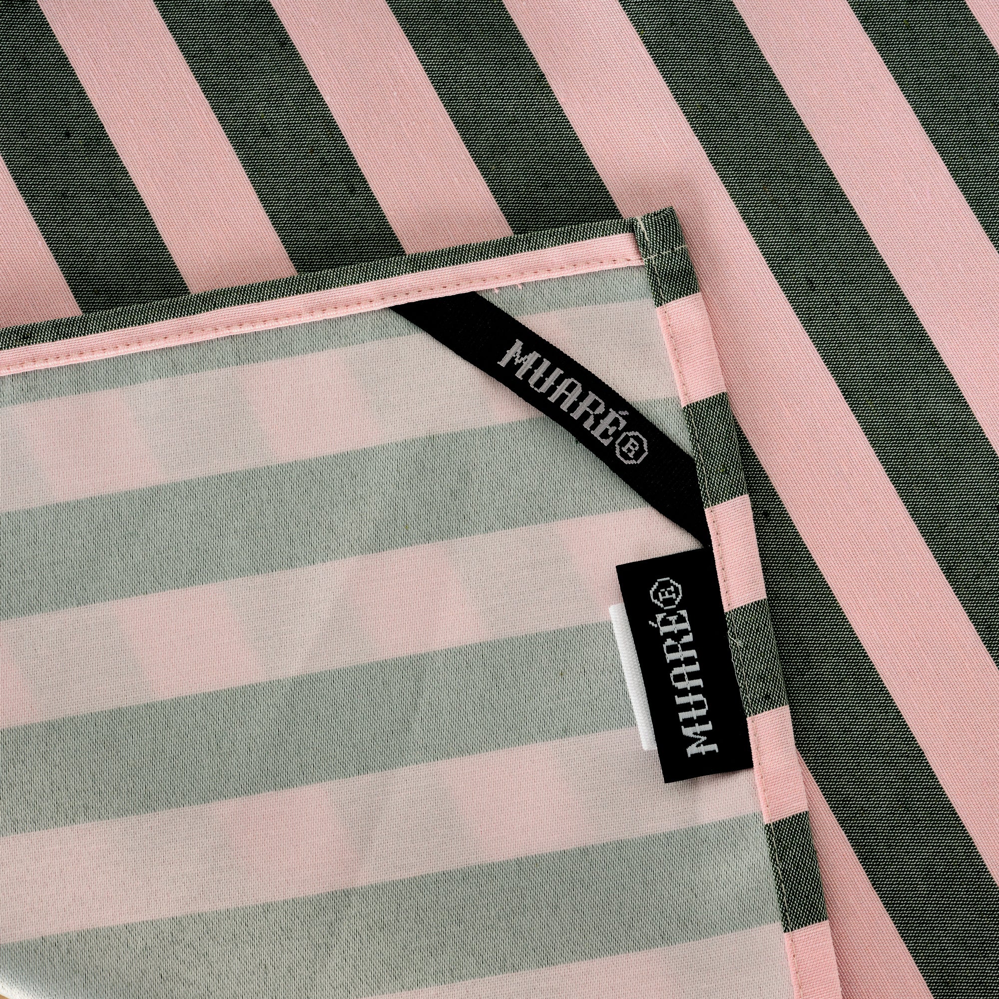 Paño de cocina Maglia Raya Rosa y Musgo 45x70 cm