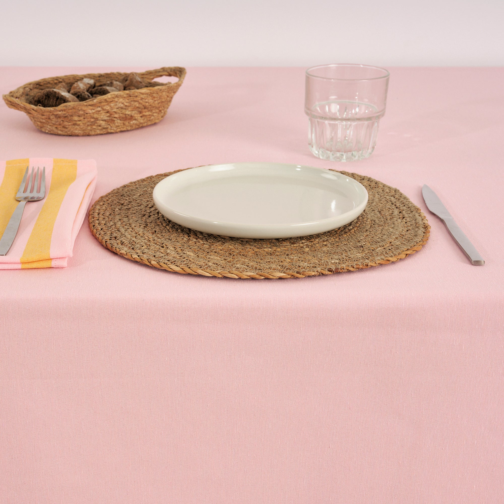 Pack 2 unidades servilletas Maglia Raya Rosa y Yema 45x45 cm