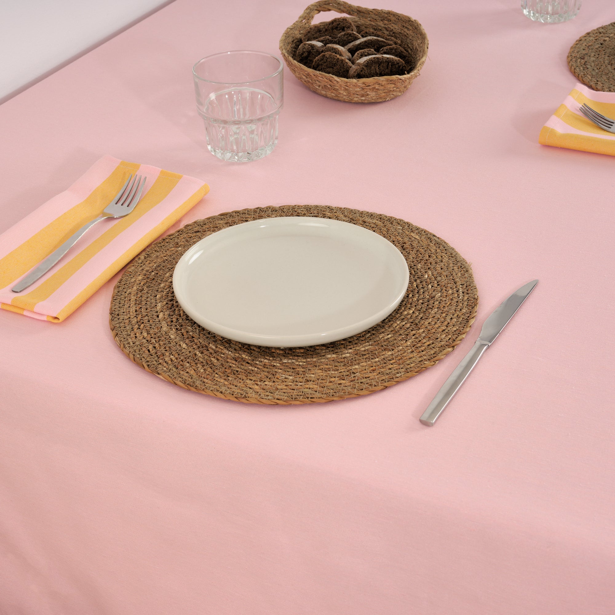 Pack 2 unidades servilletas Maglia Raya Rosa y Yema 45x45 cm