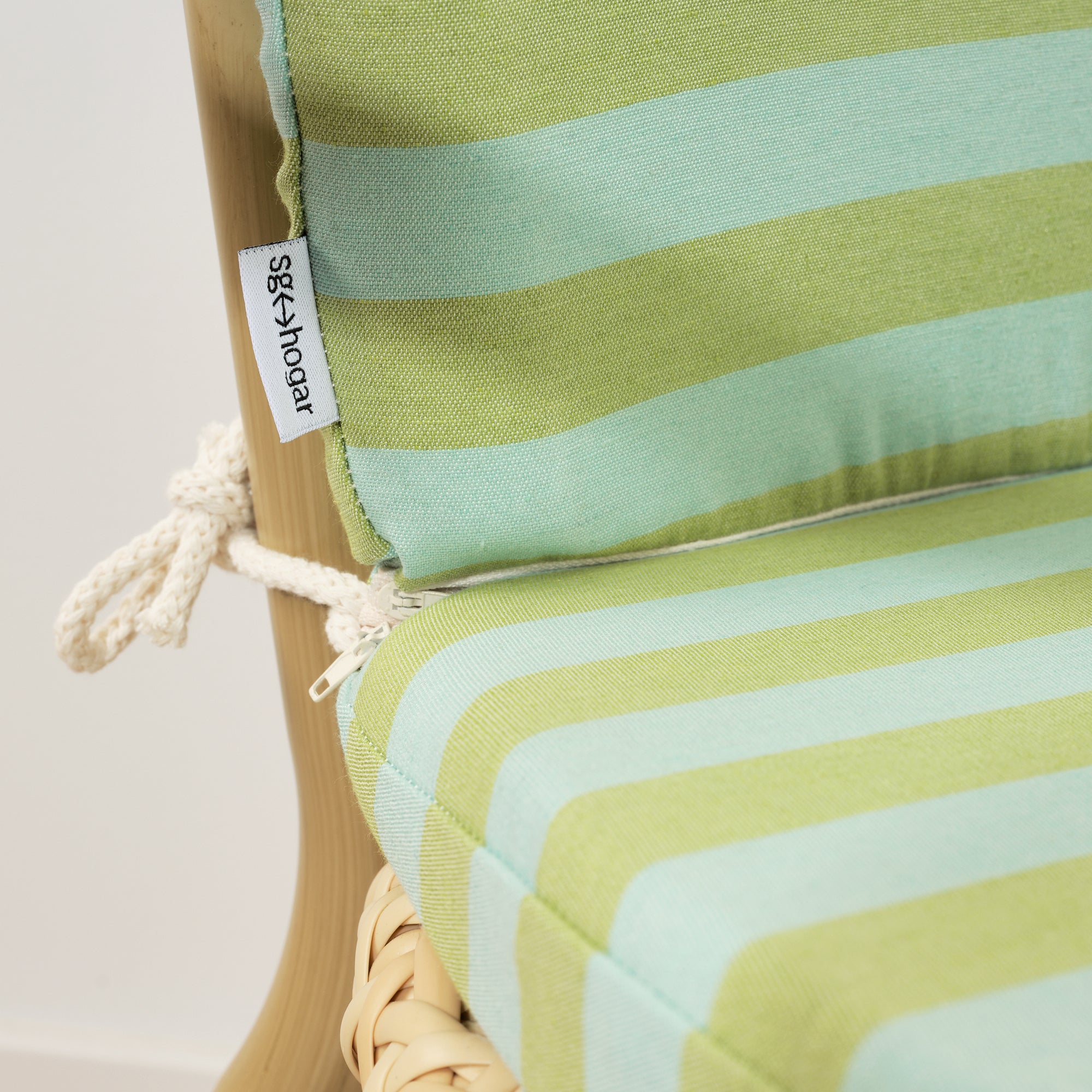 Cojín para silla de exterior Maglia Raya Pistacho y Turquesa 48x90 cm