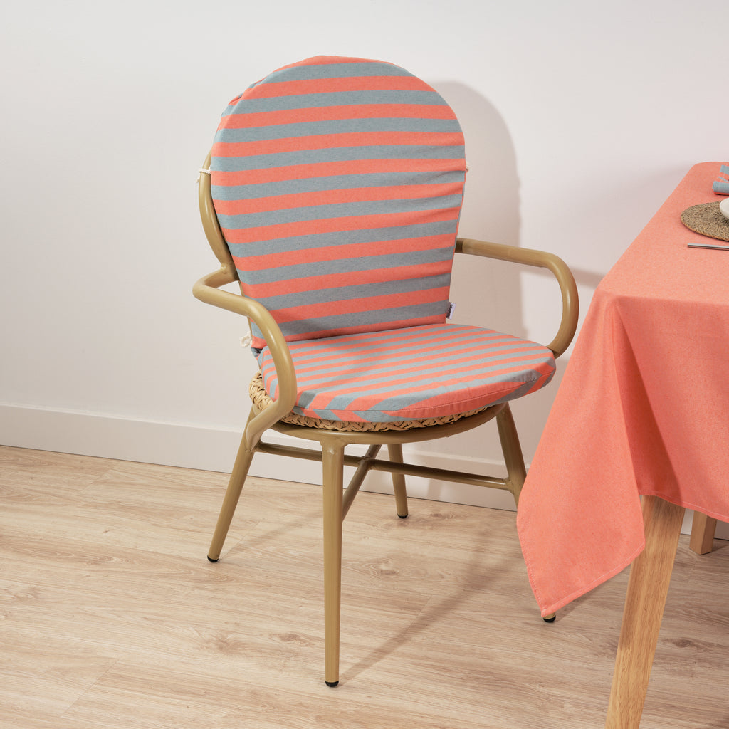 Cojín para silla de exterior Maglia Raya Naranja y Agua 48x90 cm