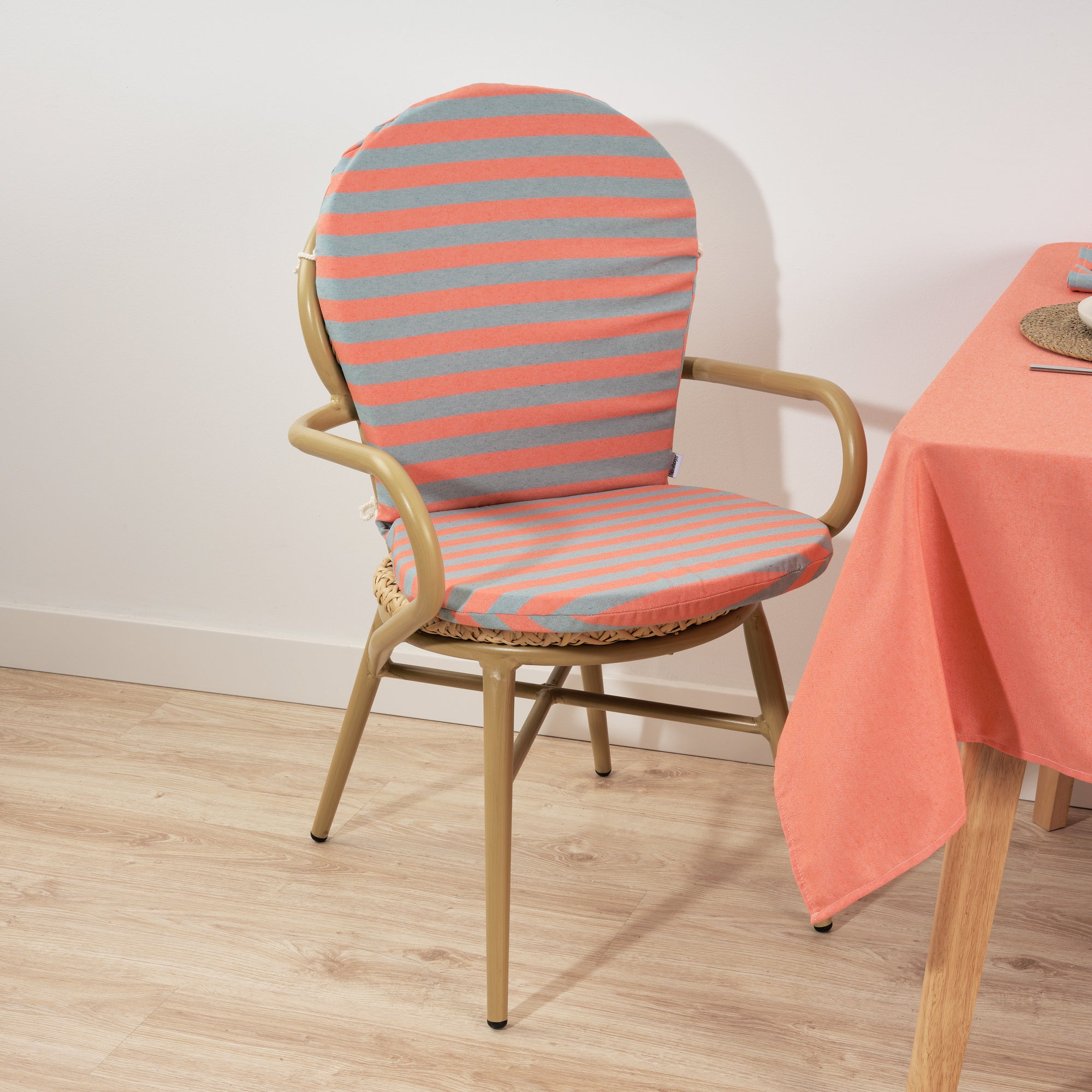 Cojín para silla de exterior Maglia Raya Naranja y Agua 48x90 cm
