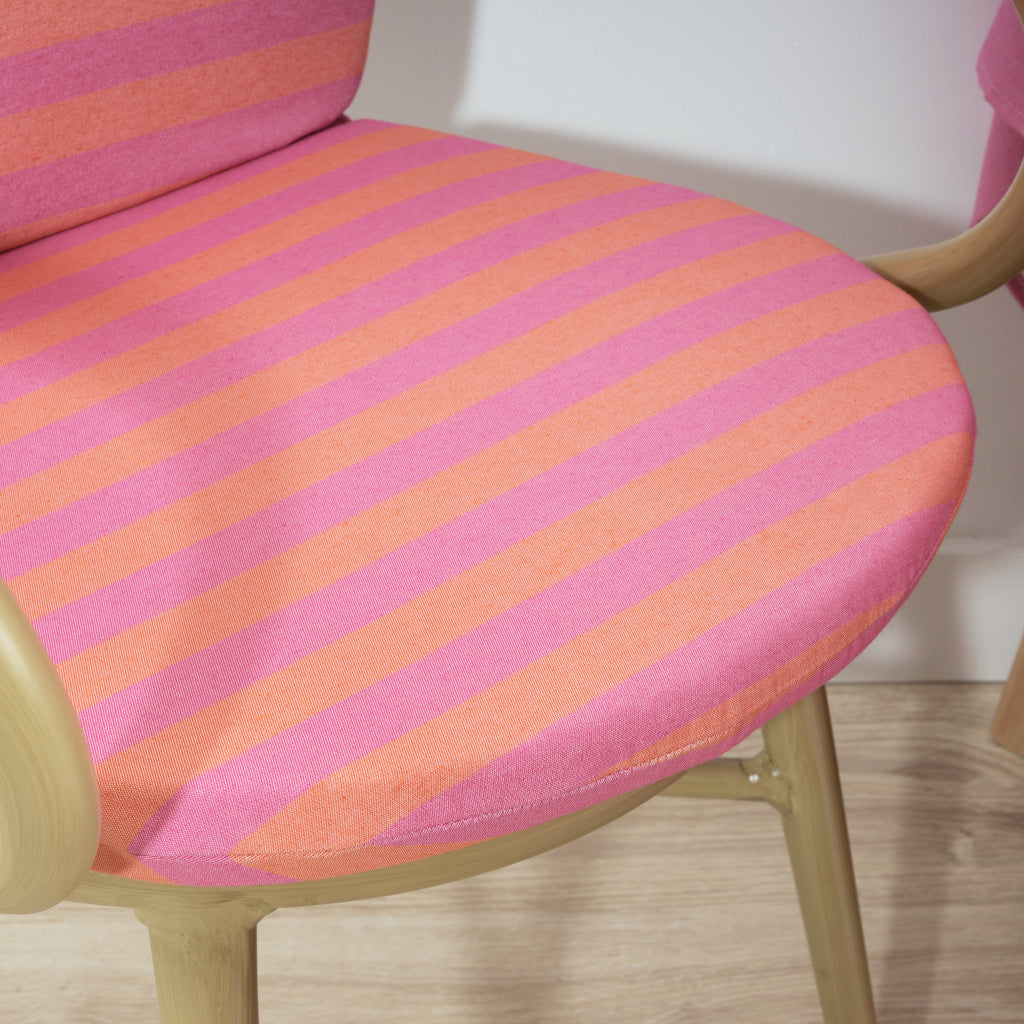 Cojín para silla de exterior Maglia Raya Fucsia y Naranja 48x90 cm