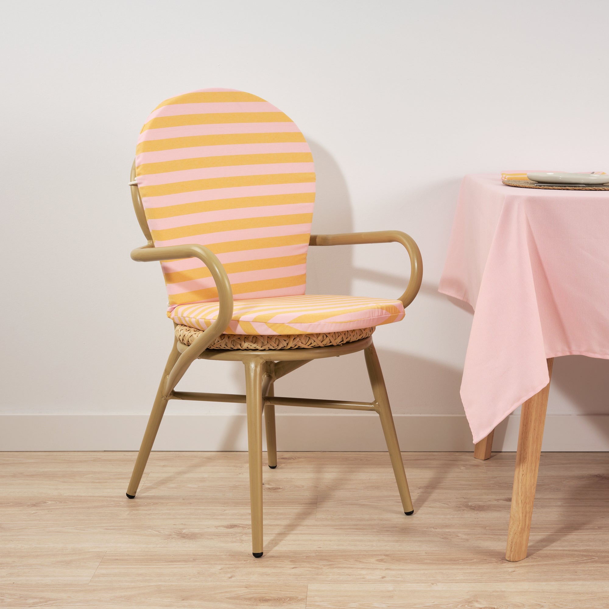 Cojín para silla de exterior Maglia Raya Rosa y Yema 48x90 cm