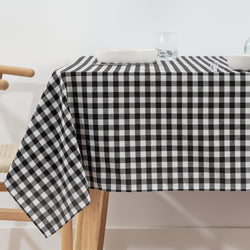 Mantel Vichy impermeable Negro tacto tela