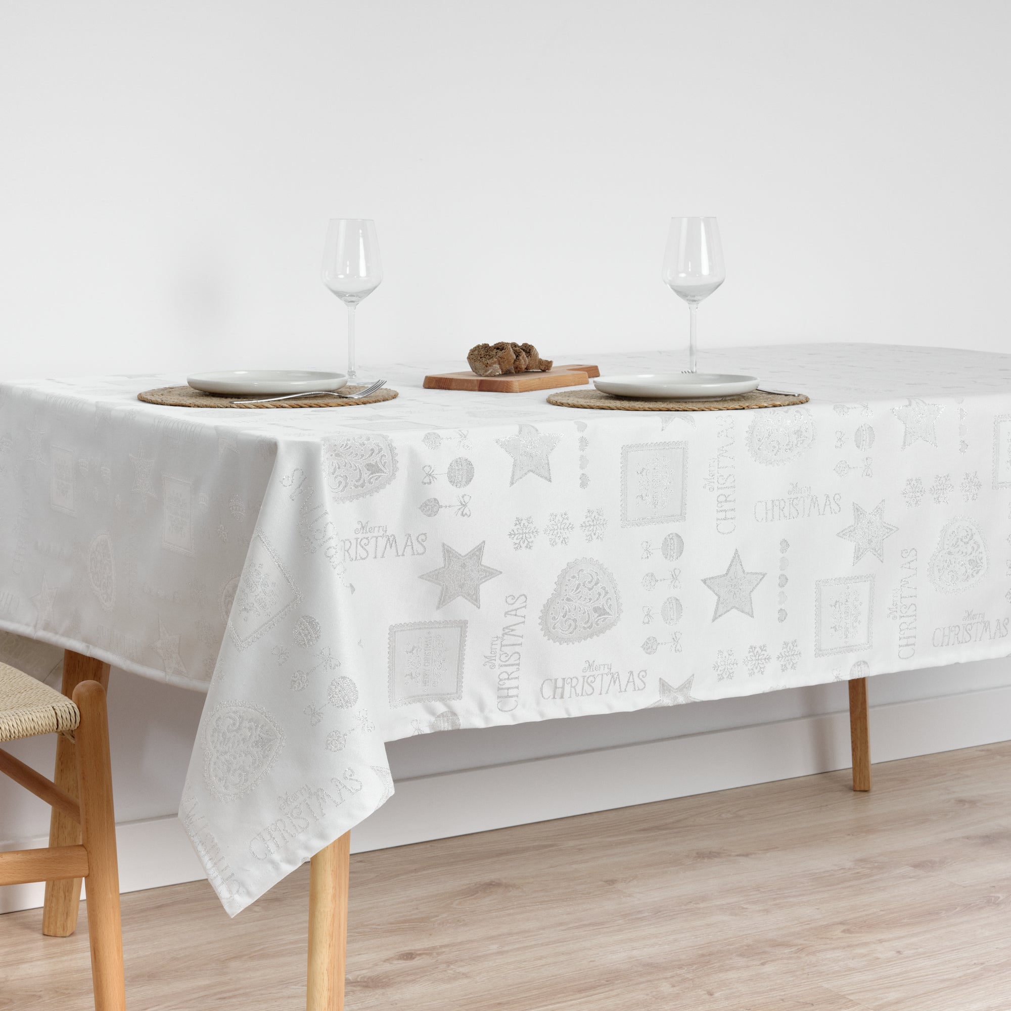 Mantel de tela jacquard hilo plateado PSC4732A