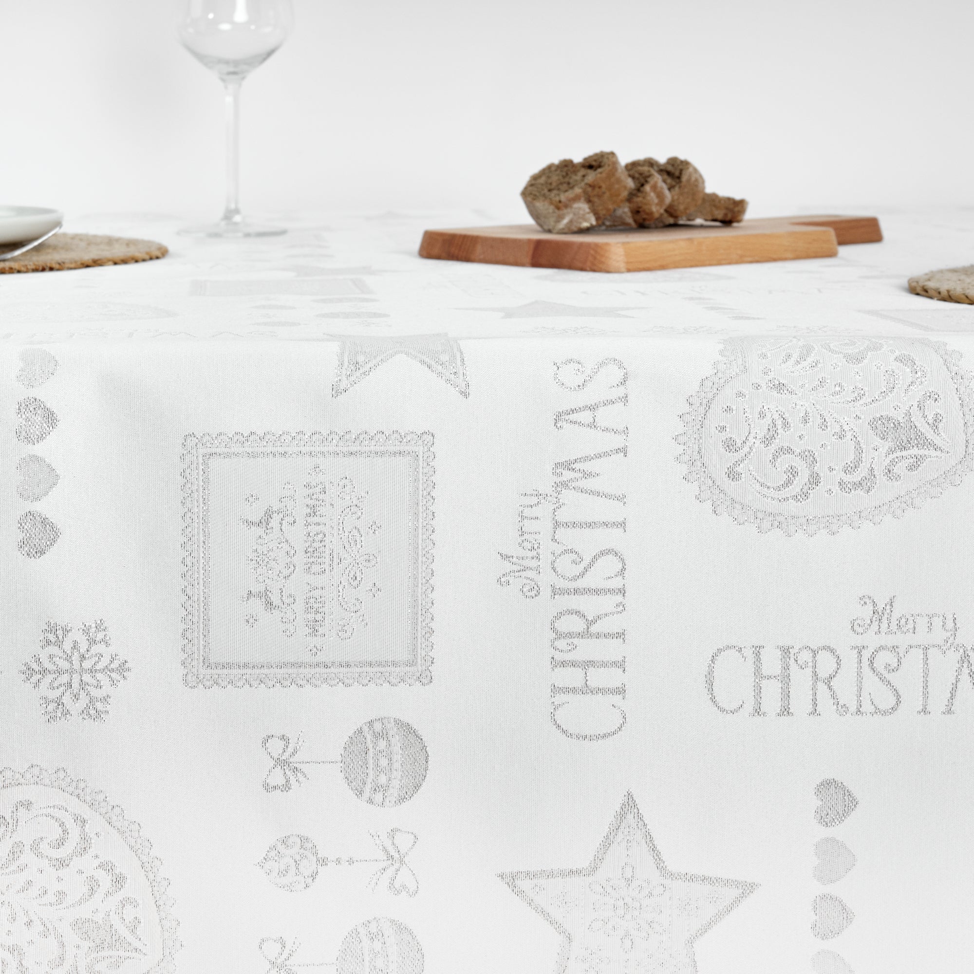 Mantel de tela jacquard hilo plateado PSC4732A