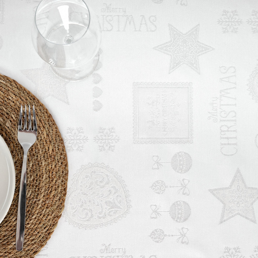 Mantel de tela jacquard hilo plateado PSC4732A