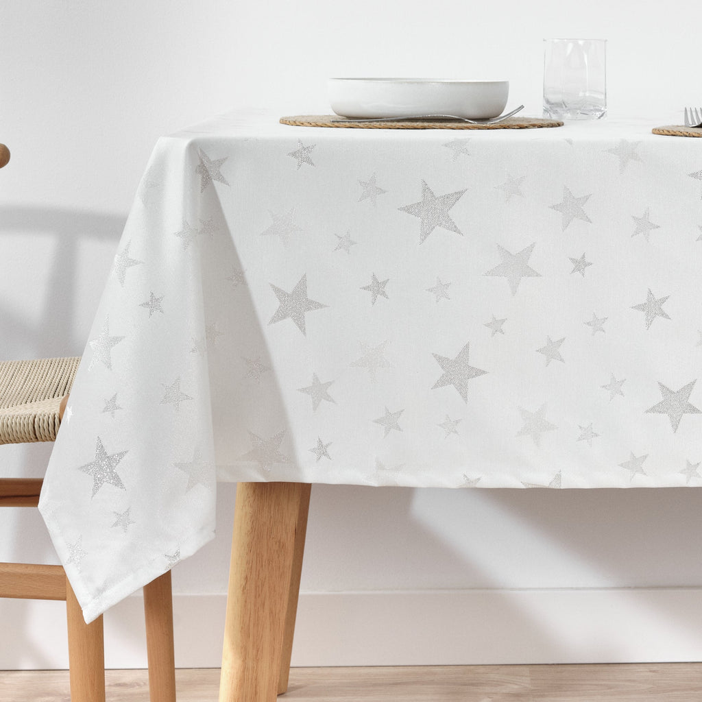 Mantel de tela jacquard hilo plateado PSC4736A