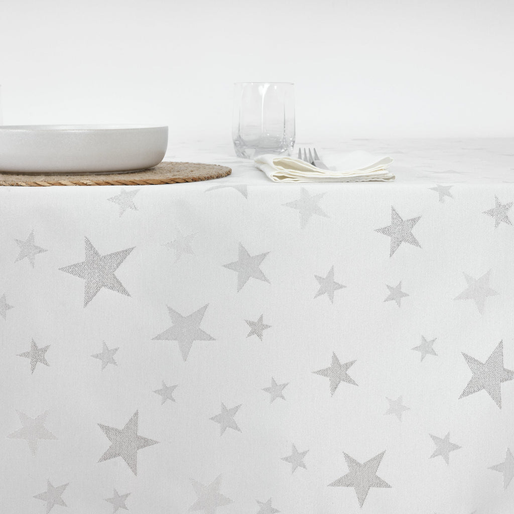 Mantel de tela jacquard hilo plateado PSC4736A