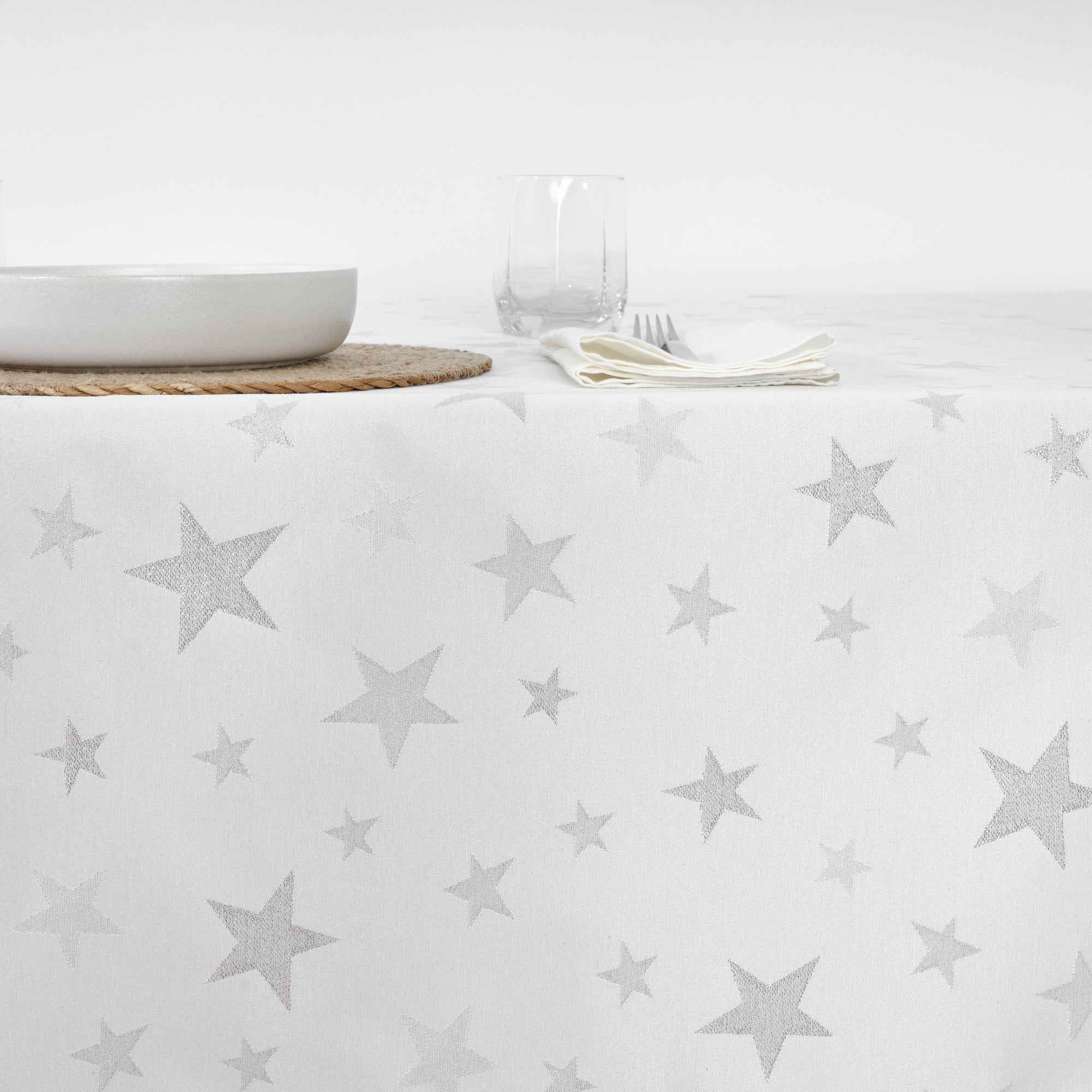 Mantel de tela jacquard hilo plateado PSC4736A