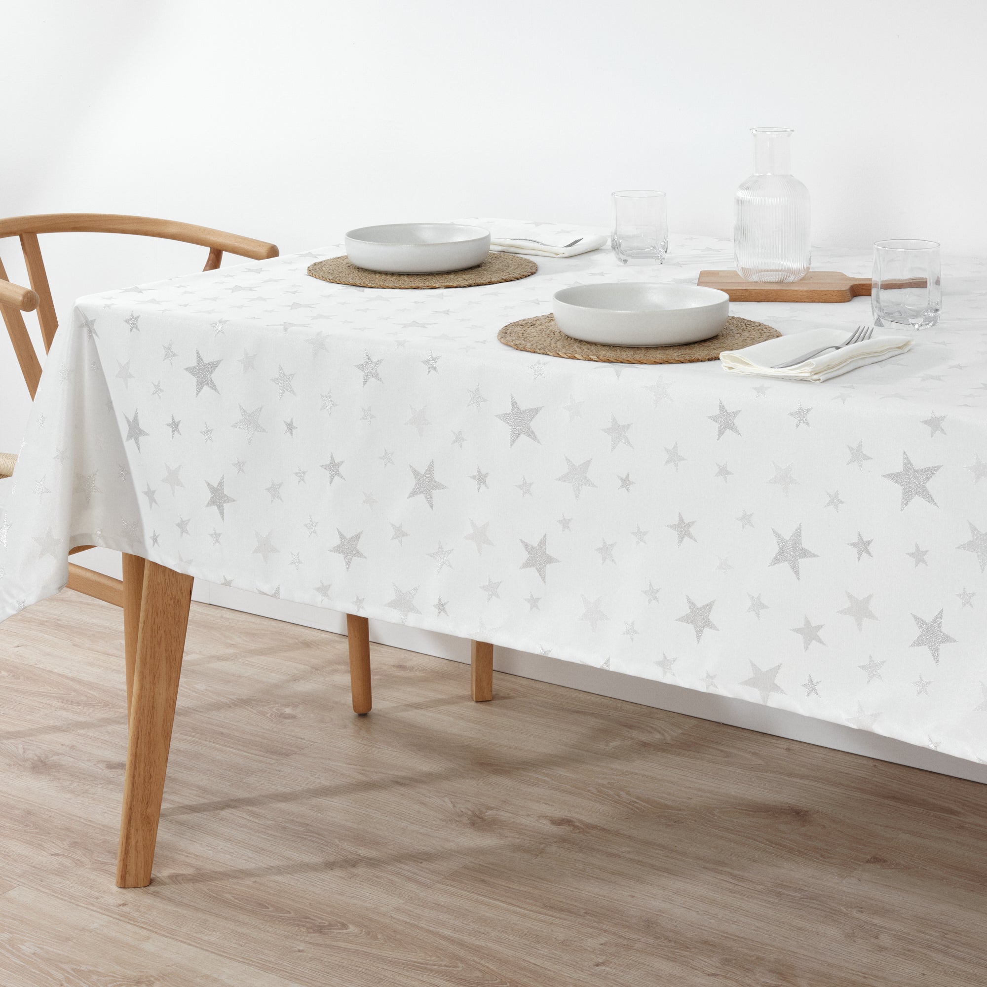 Mantel de tela jacquard hilo plateado PSC4736A
