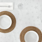 Mantel de tela jacquard hilo plateado PSC4736A