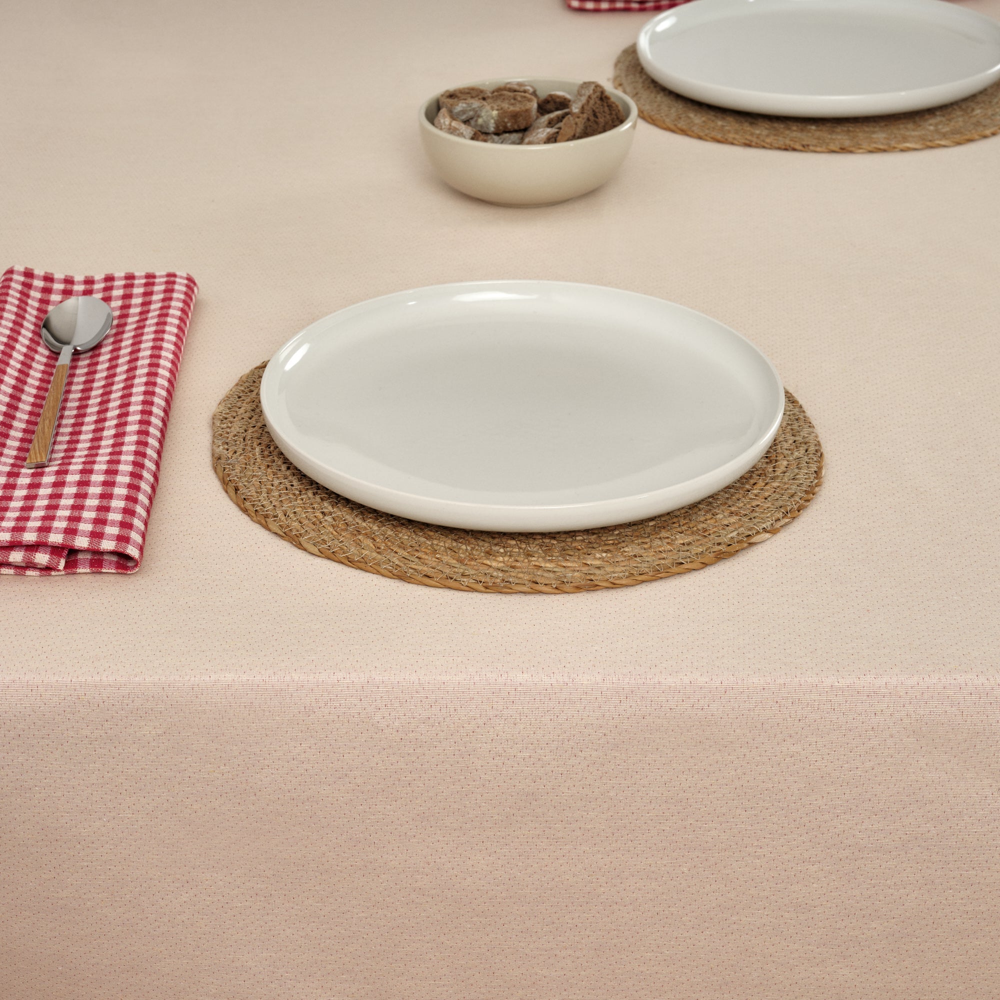 Mantel antimanchas reversible jacquard LISO ROJO