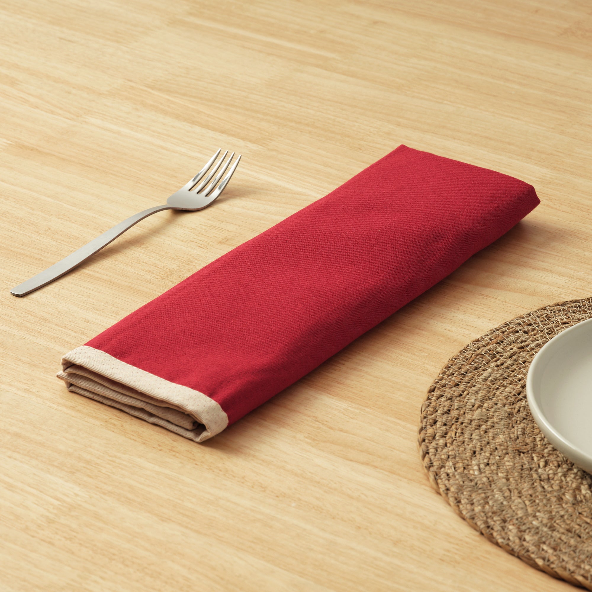 Pack de 2 unidades servilleta jacquard reversible LISO ROJO 45x45 cm