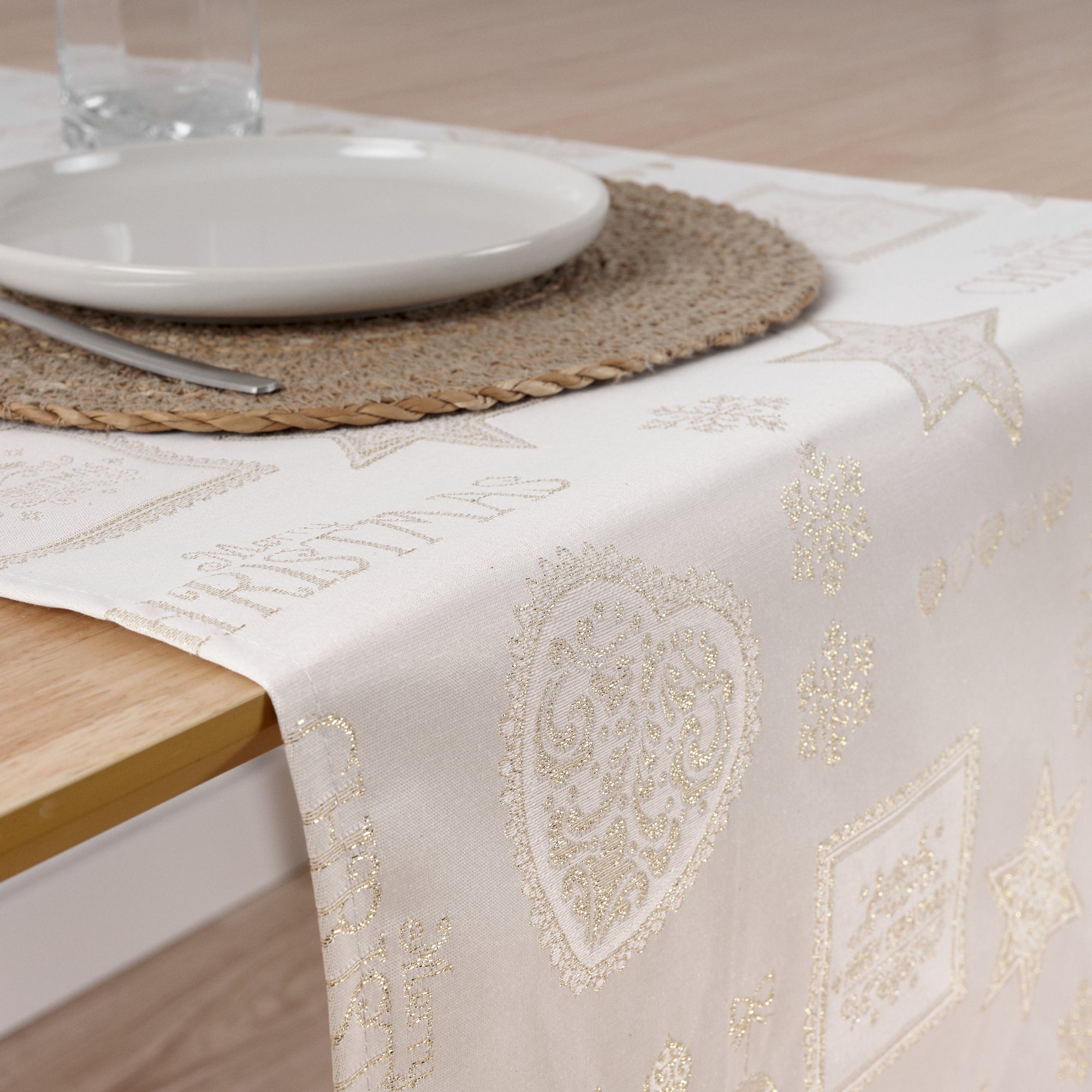Camino de mesa jacquard hilo dorado PSC4732A 45x140 cm