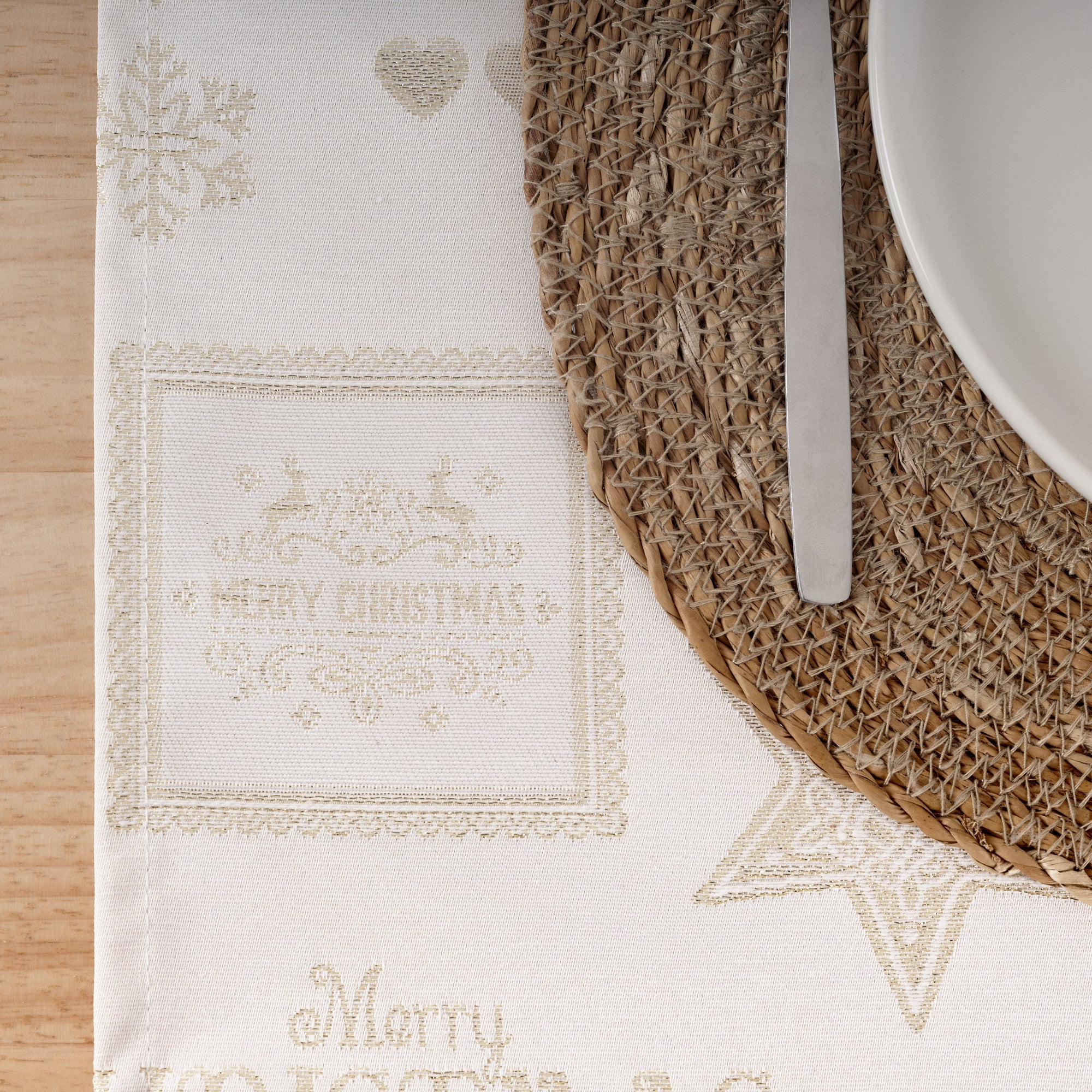 Camino de mesa jacquard hilo dorado PSC4732A 45x140 cm
