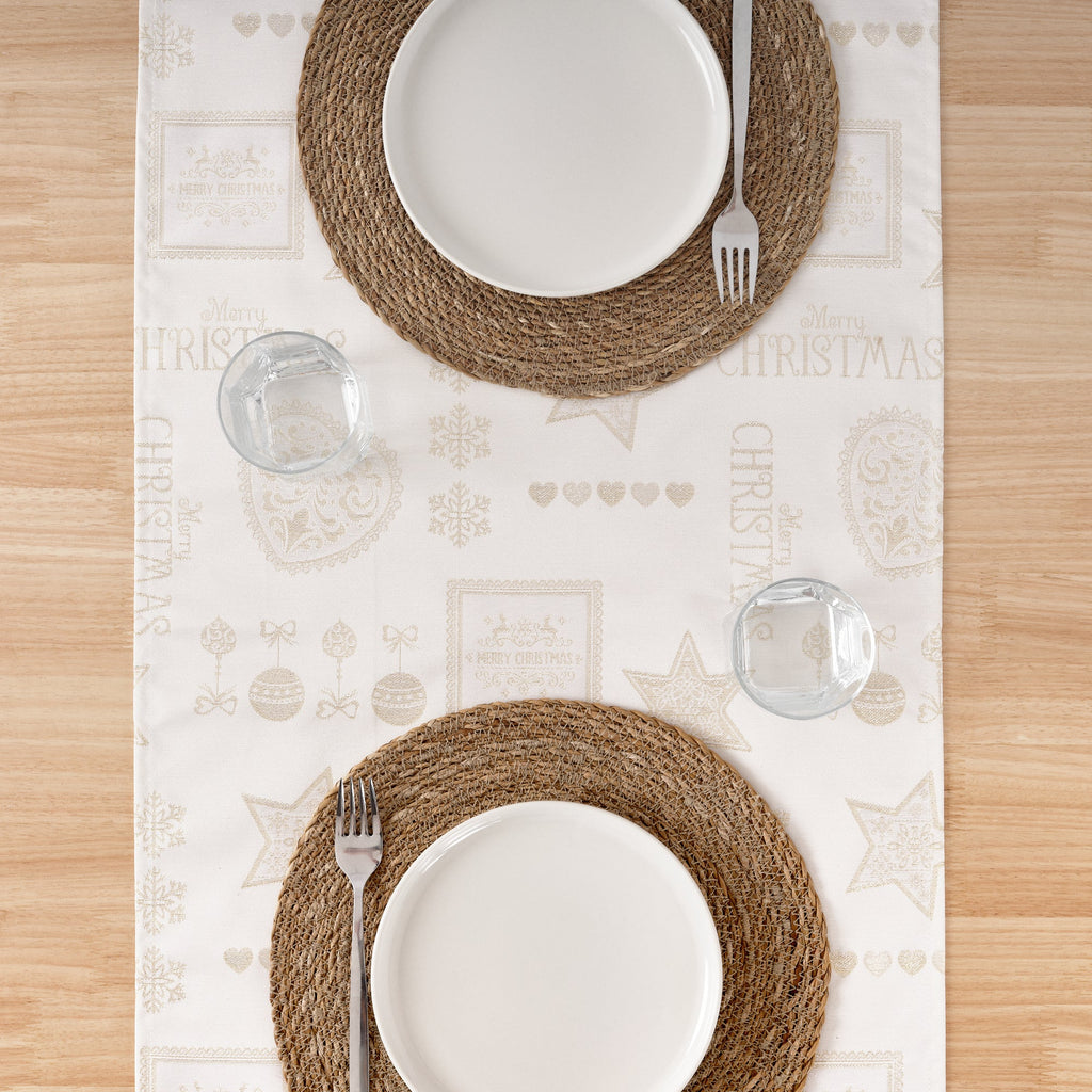Camino de mesa jacquard hilo dorado PSC4732A 45x140 cm