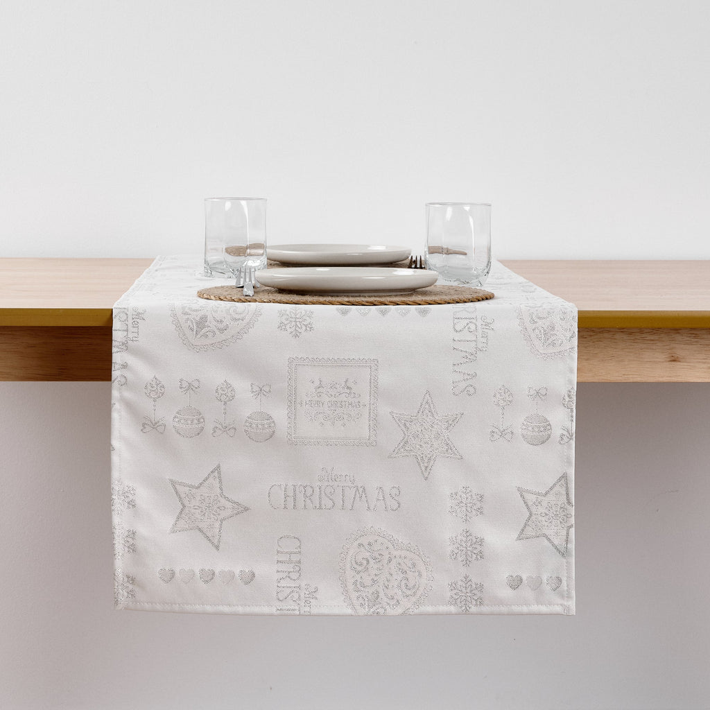 Camino de mesa jacquard hilo plateado PSC4732A 45x140 cm