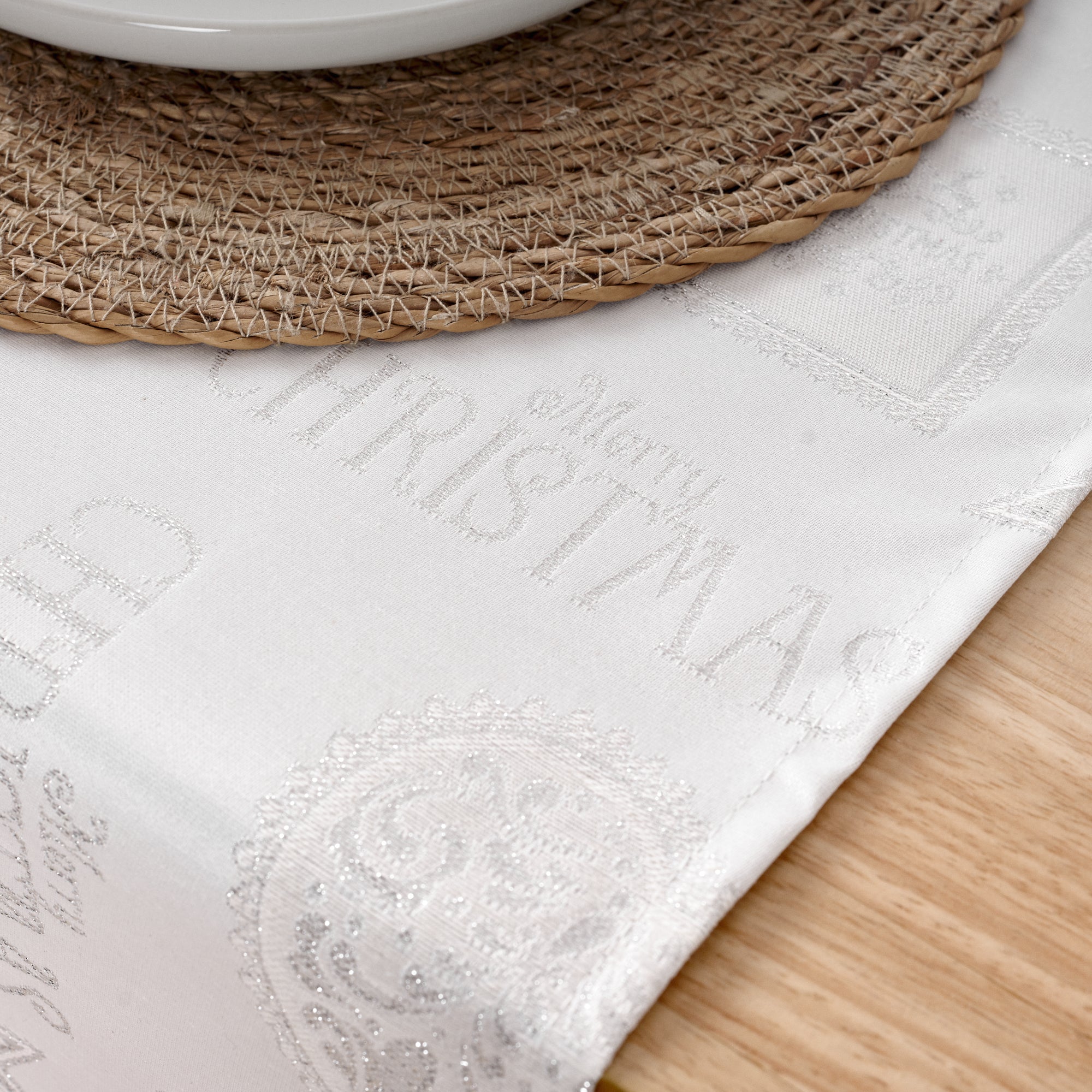Camino de mesa jacquard hilo plateado PSC4732A 45x140 cm