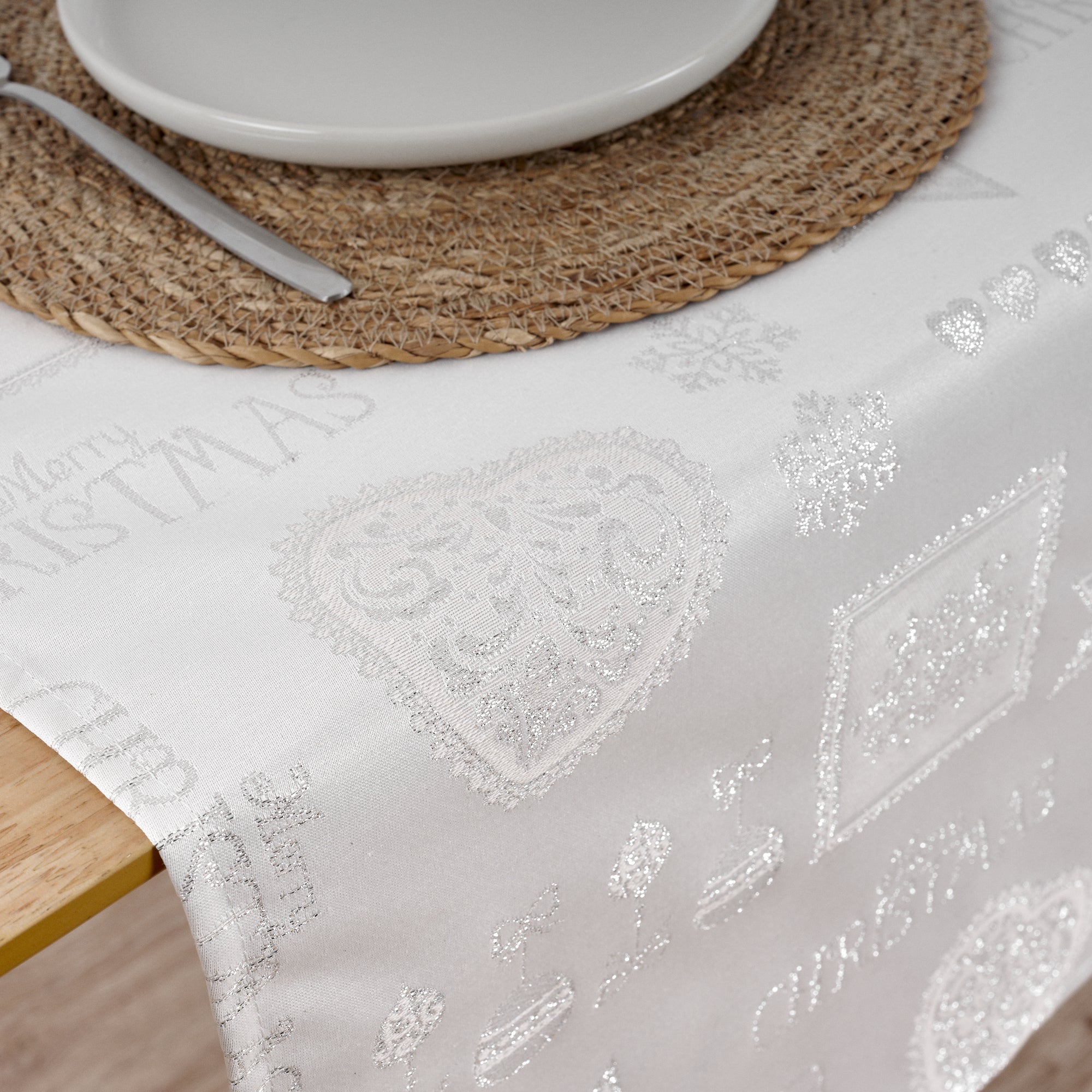 Camino de mesa jacquard hilo plateado PSC4732A 45x140 cm