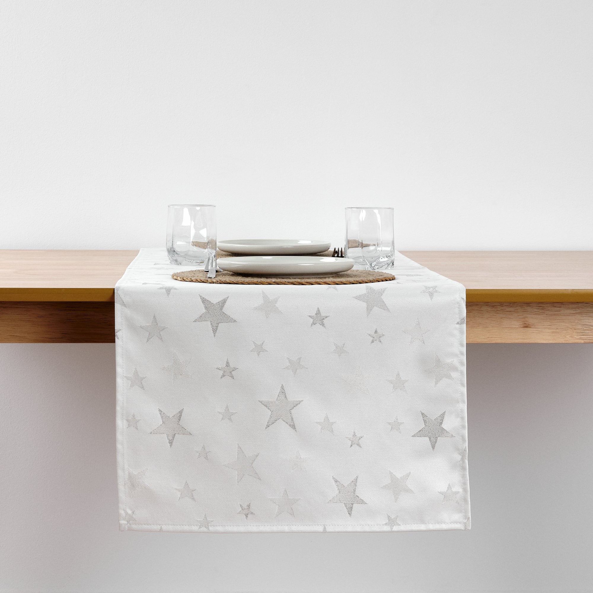 Camino de mesa jacquard hilo plateado PSC4736A 45x140 cm
