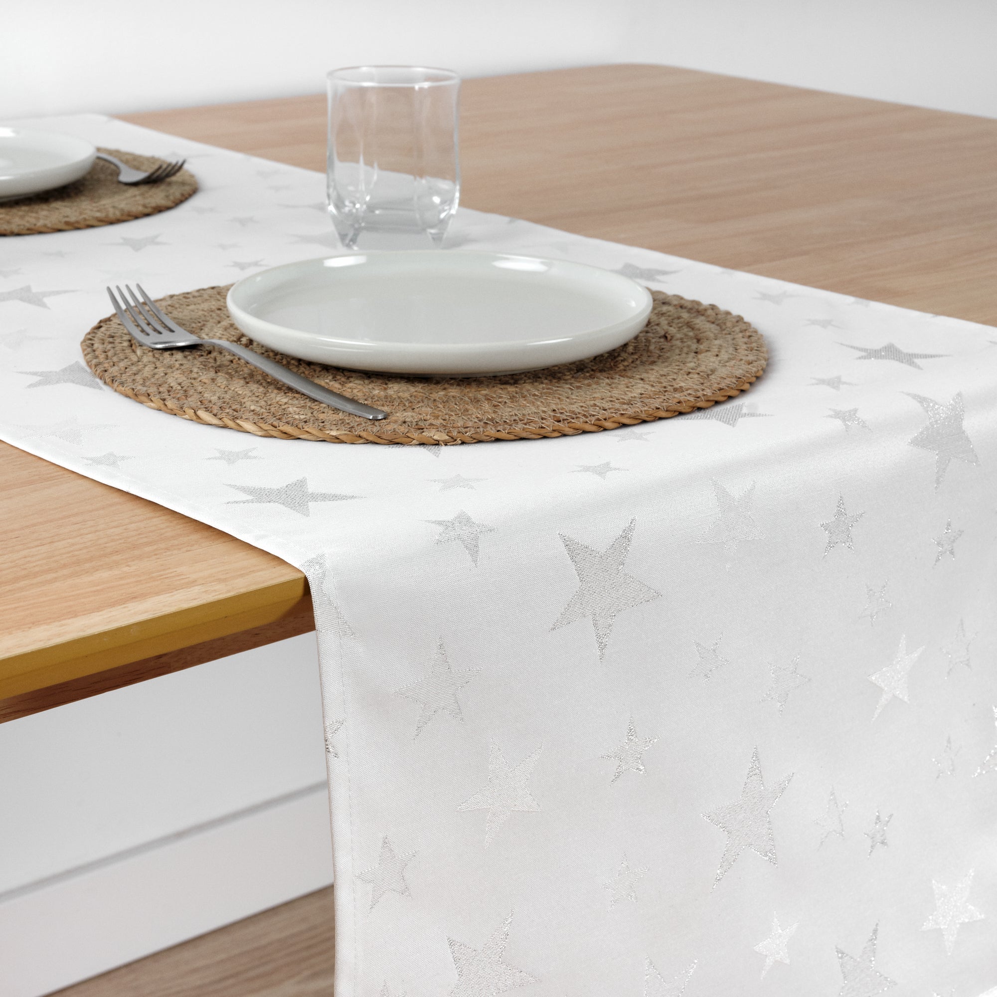 Camino de mesa jacquard hilo plateado PSC4736A 45x140 cm