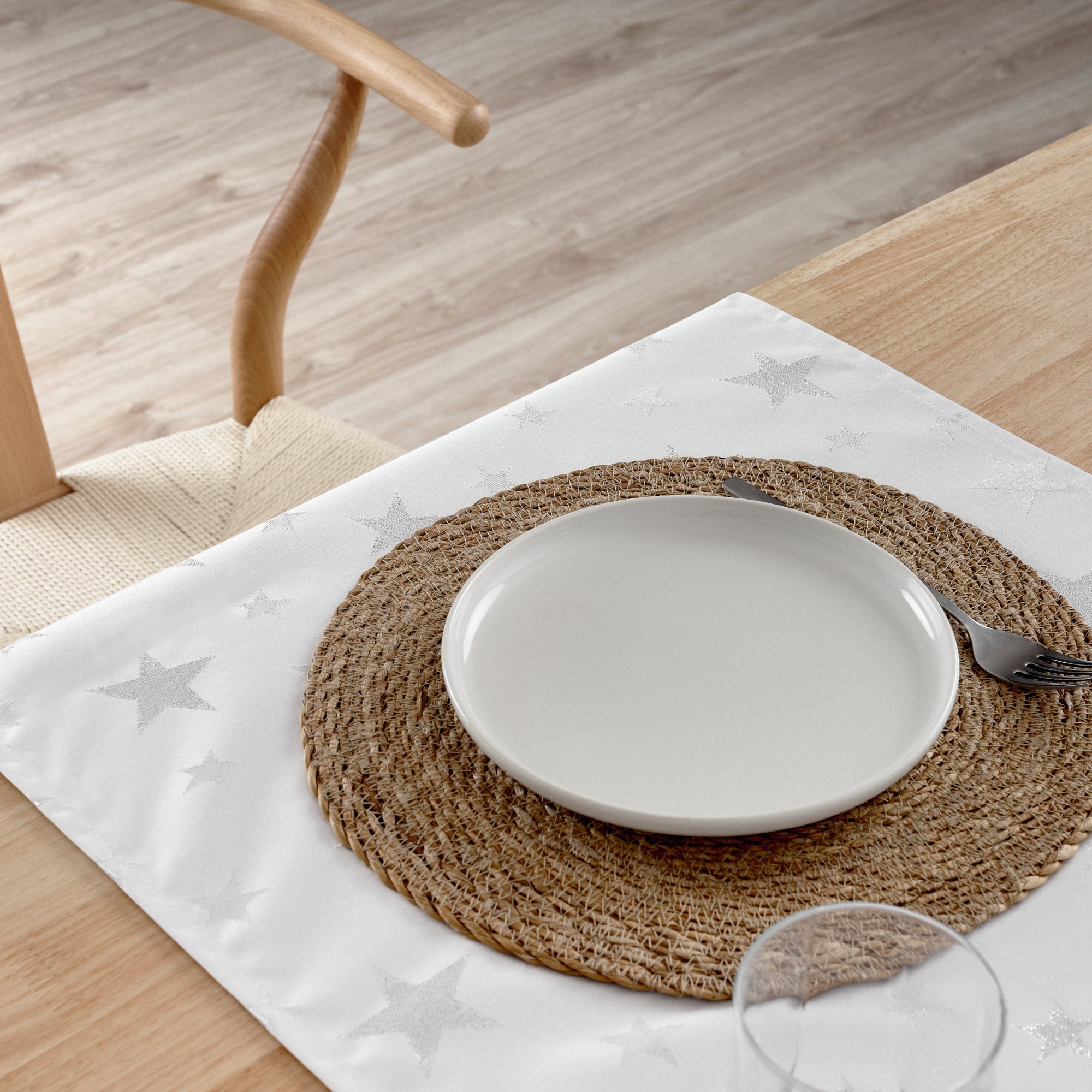 Camino de mesa jacquard hilo plateado PSC4736A 45x140 cm