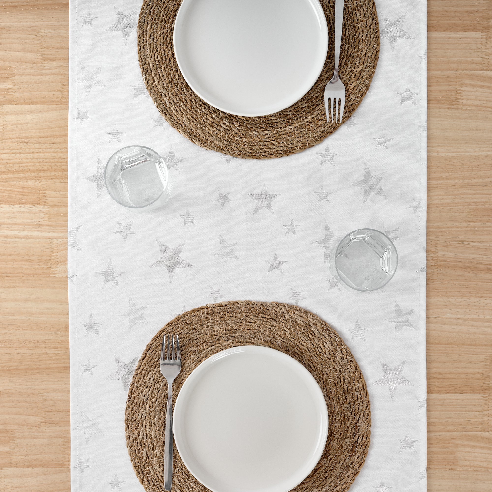 Camino de mesa jacquard hilo plateado PSC4736A 45x140 cm