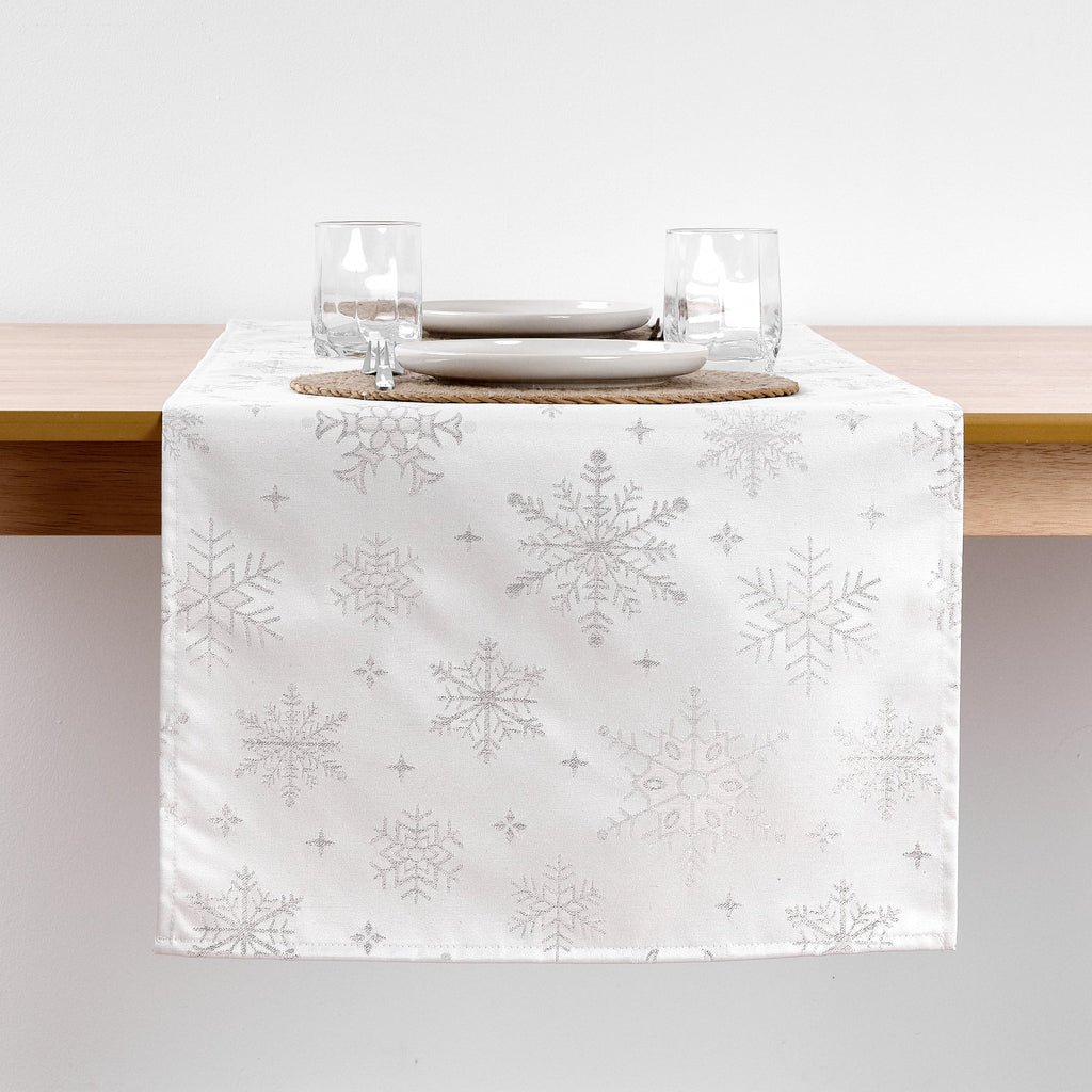 Camino de mesa jacquard hilo plateado PSC4821 45x140 cm