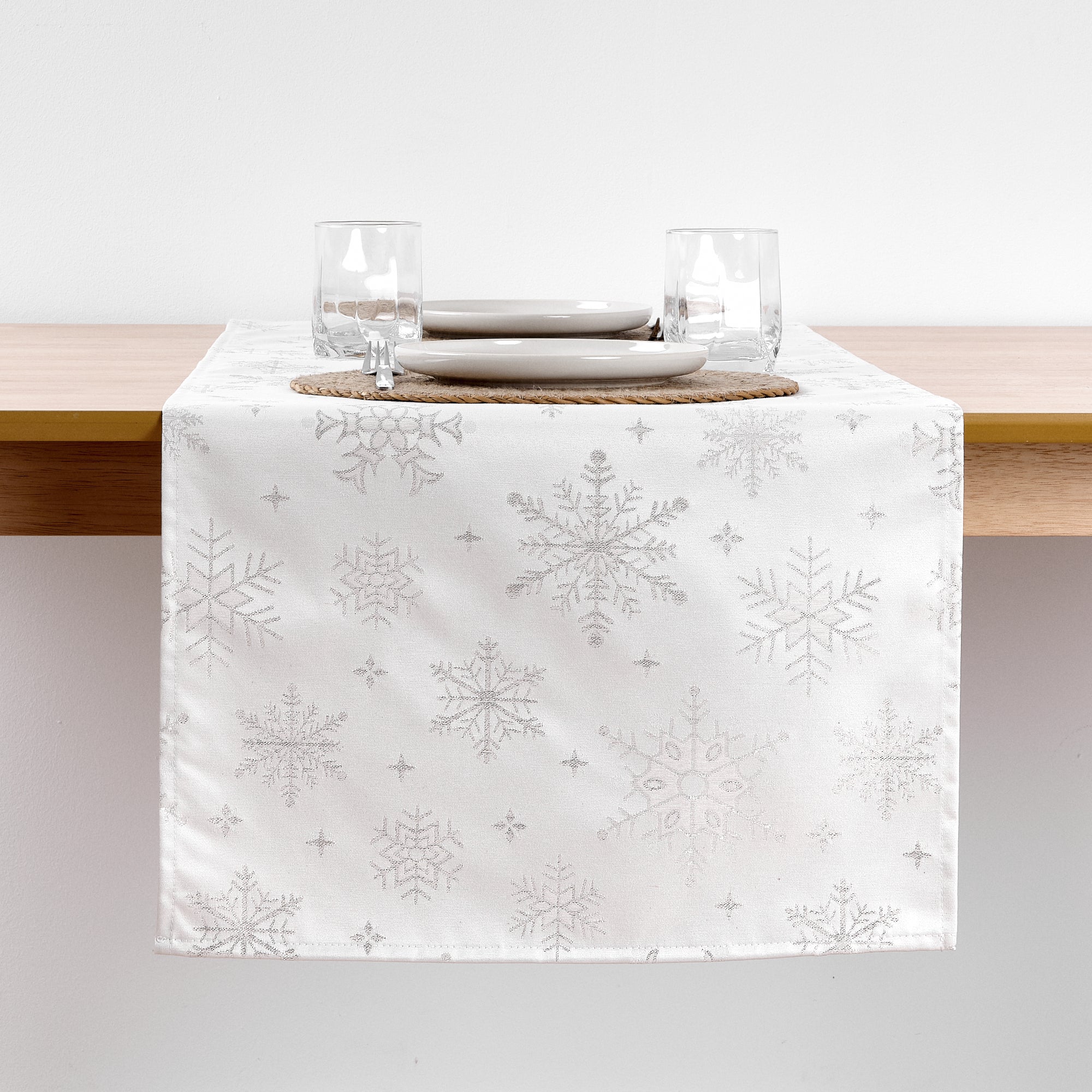 Camino de mesa jacquard hilo plateado PSC4821 45x140 cm