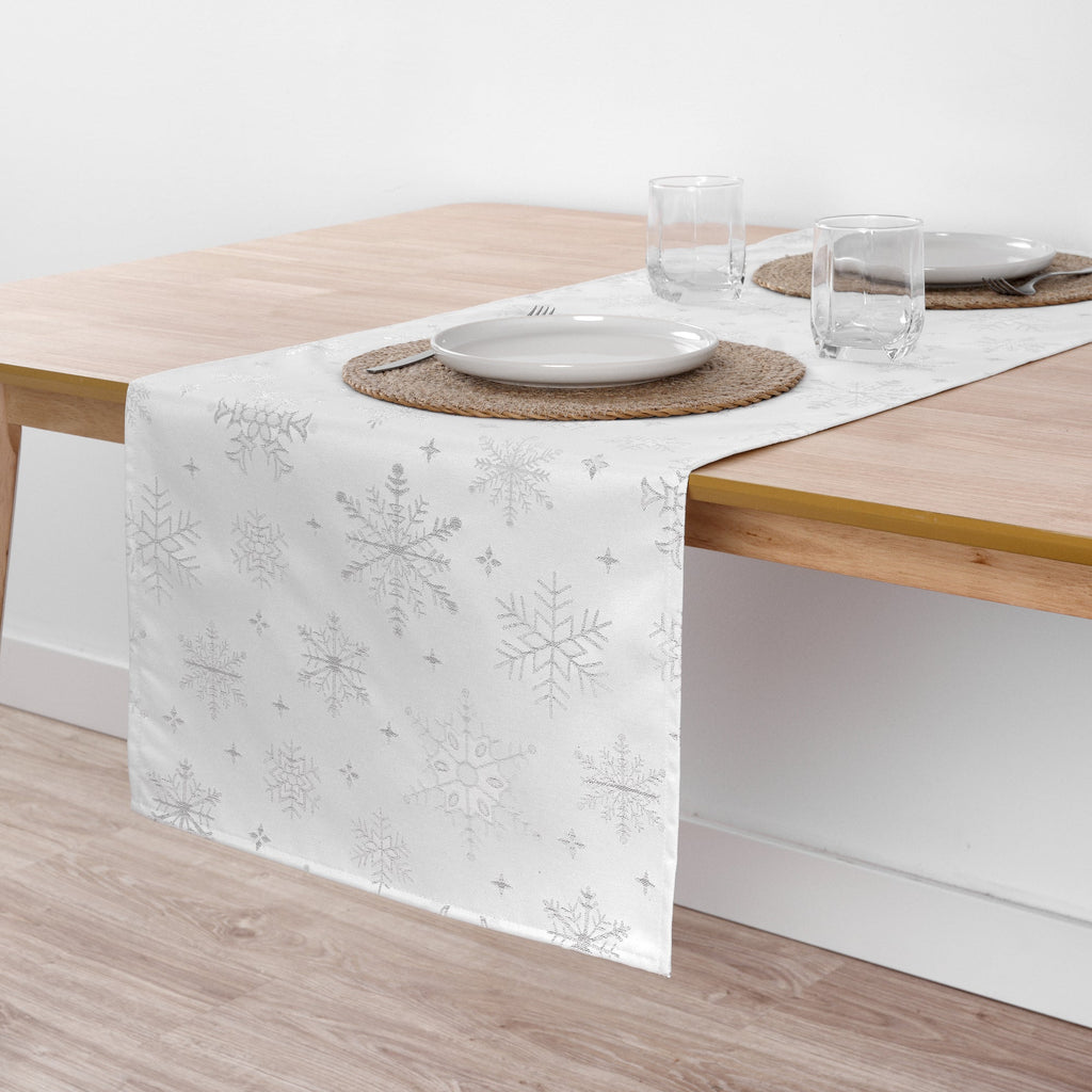 Camino de mesa jacquard hilo plateado PSC4821 45x140 cm