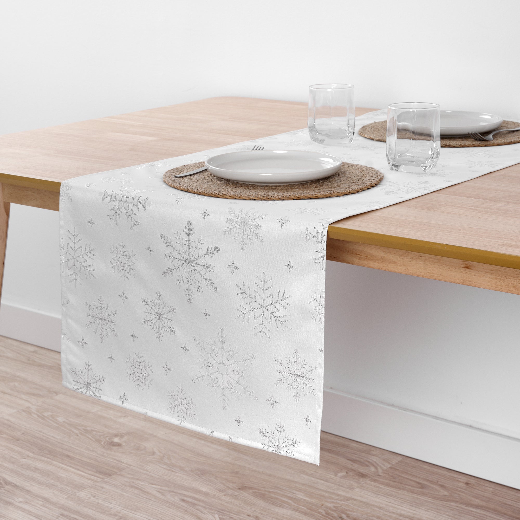 Camino de mesa jacquard hilo plateado PSC4821 45x140 cm