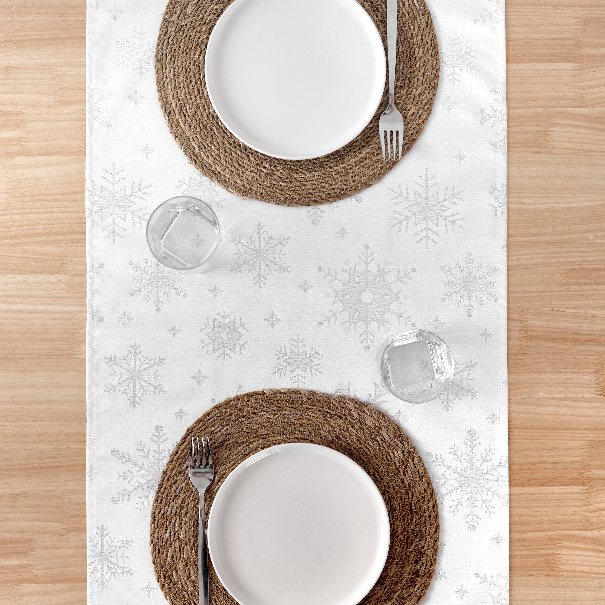 Camino de mesa jacquard hilo plateado PSC4821 45x140 cm