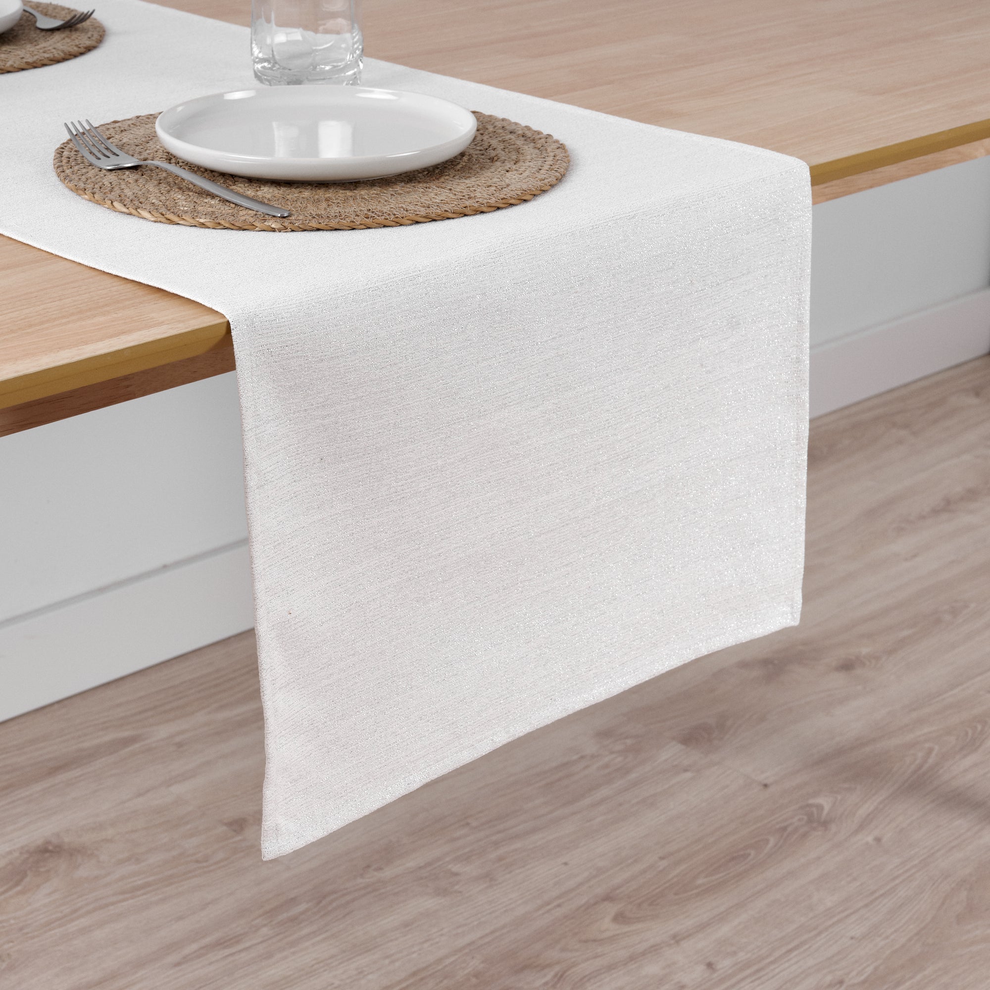 Camino de mesa jacquard hilo plateado R17948 45x140 cm