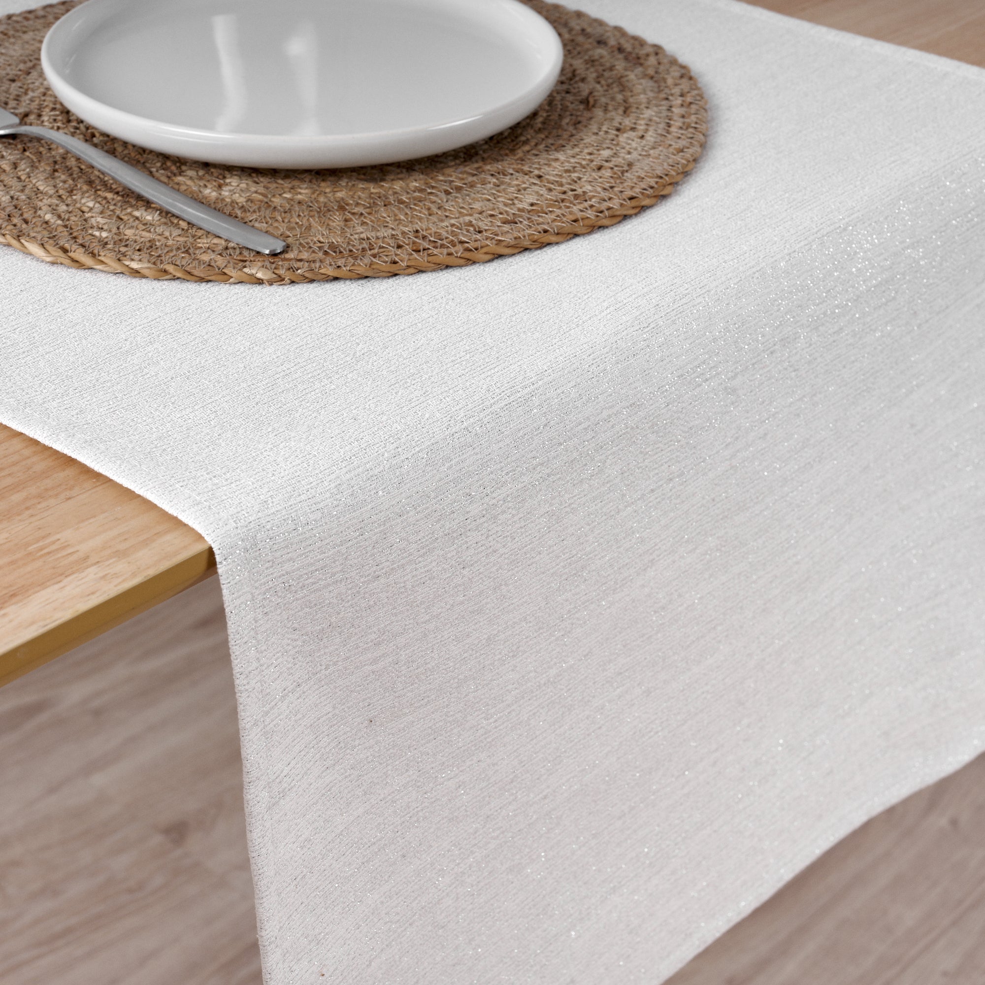 Camino de mesa jacquard hilo plateado R17948 45x140 cm