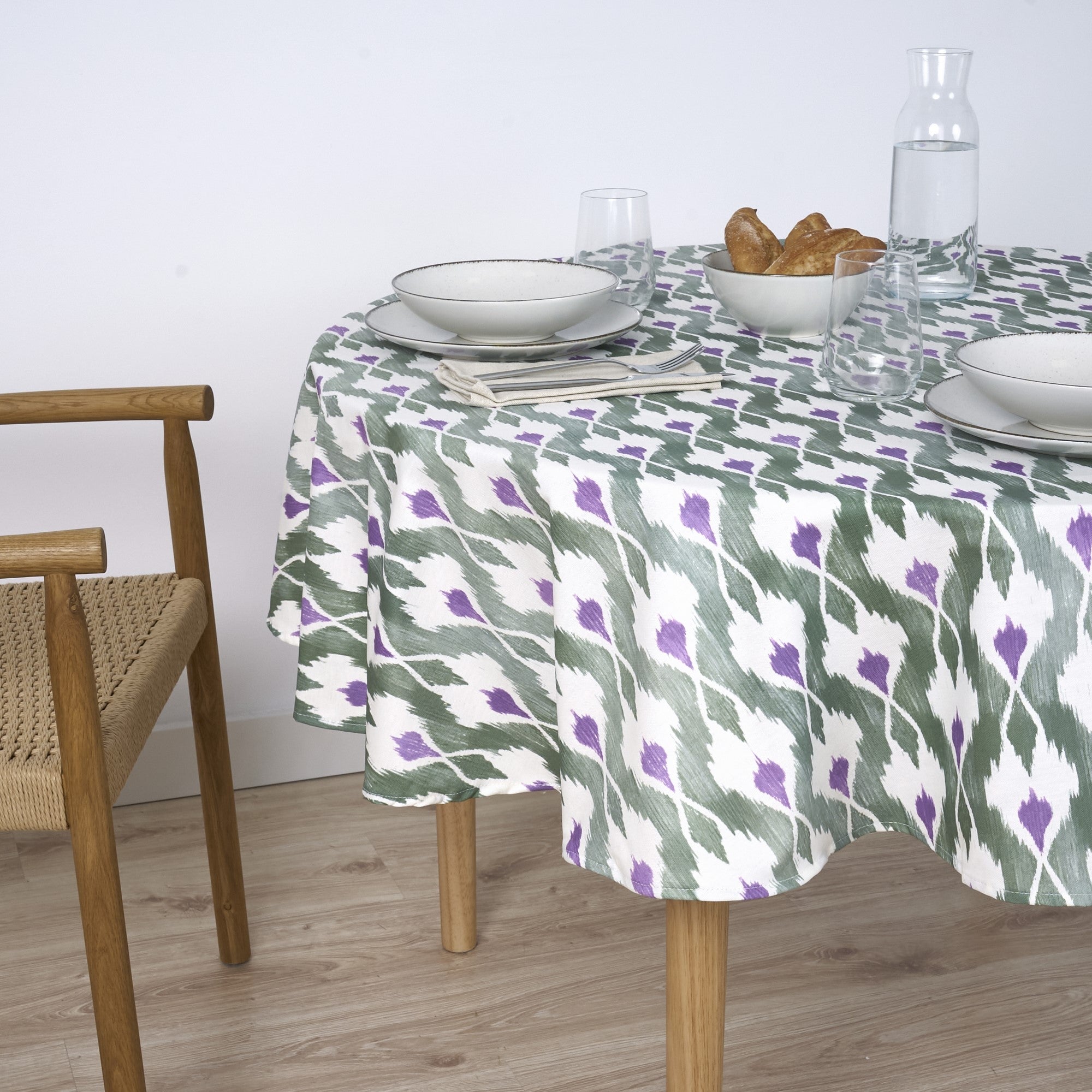 Mantel redondo resinado antimanchas Tevy 924 6 Morado