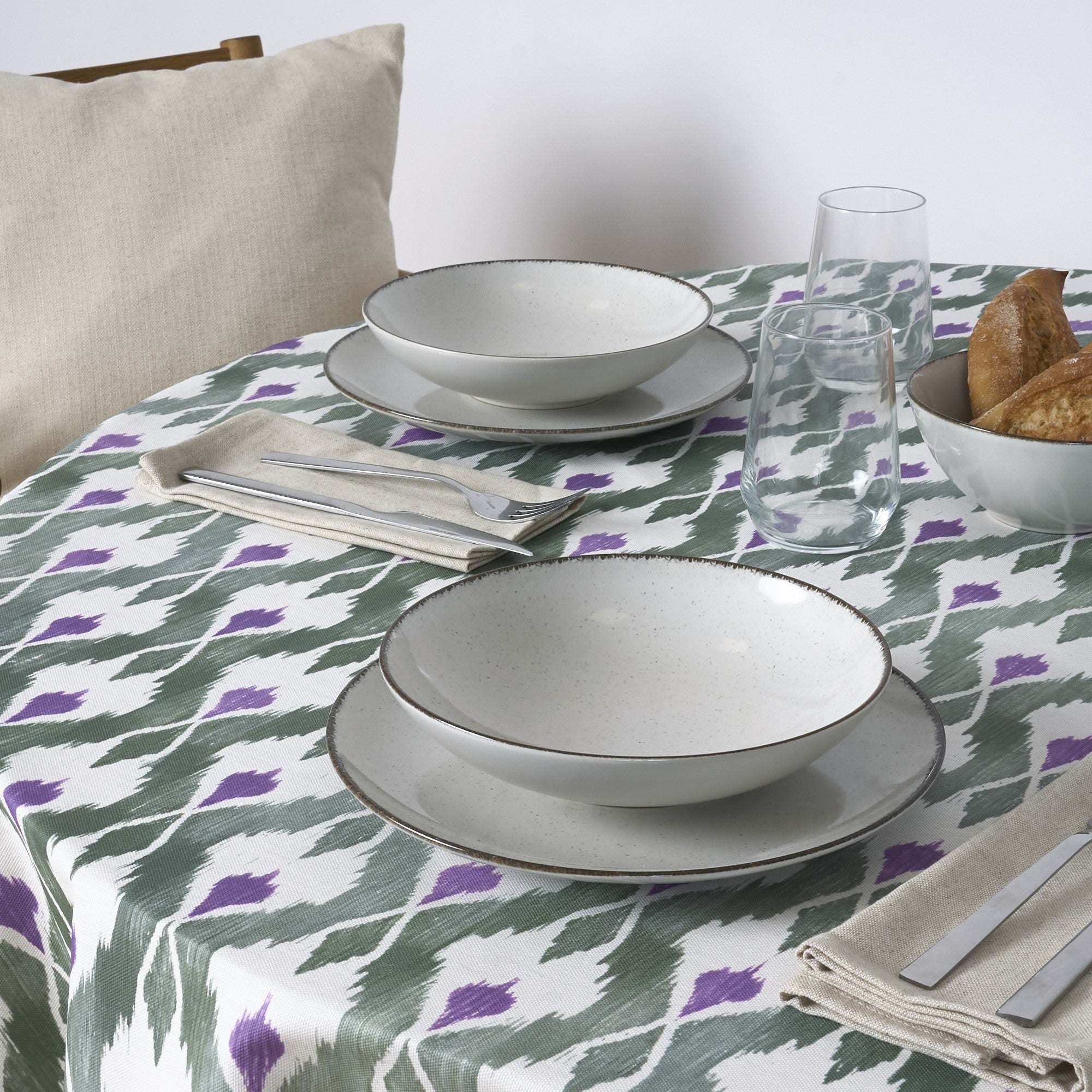 Mantel redondo resinado antimanchas Tevy 924 6 Morado