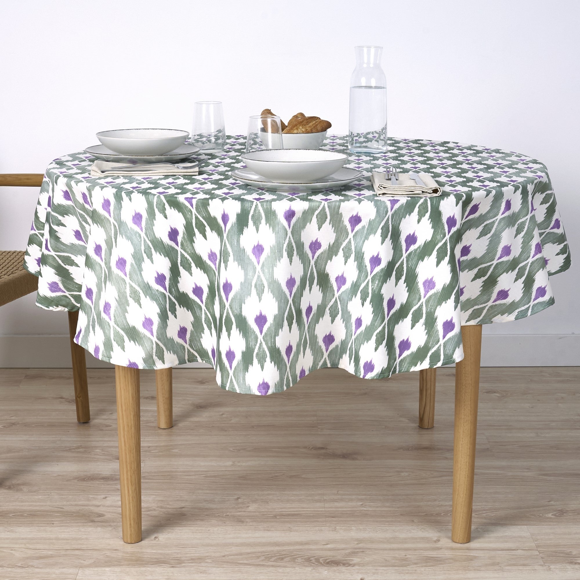 Mantel redondo resinado antimanchas Tevy 924 6 Morado