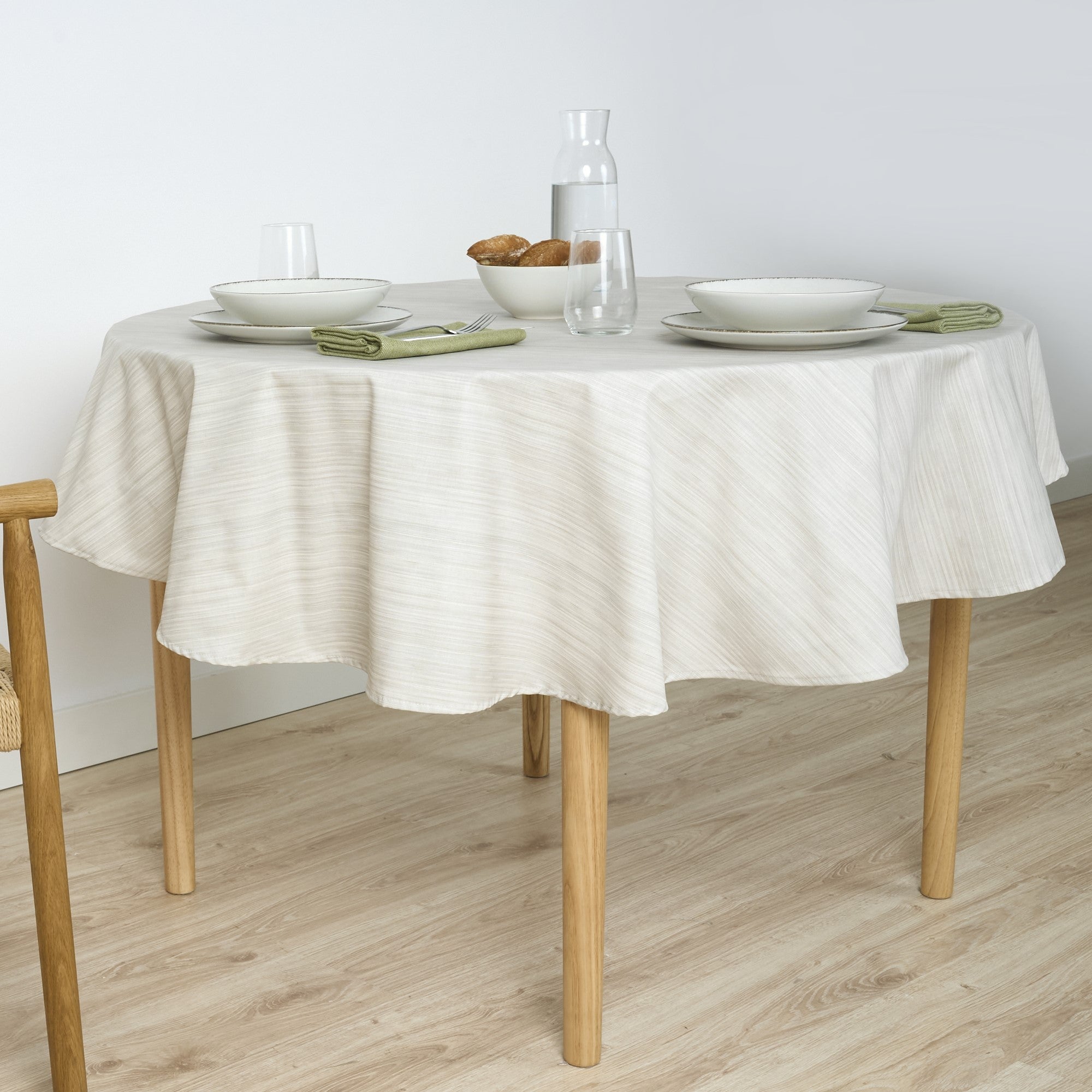 Mantel redondo resinado antimanchas Lesa 125 Beige