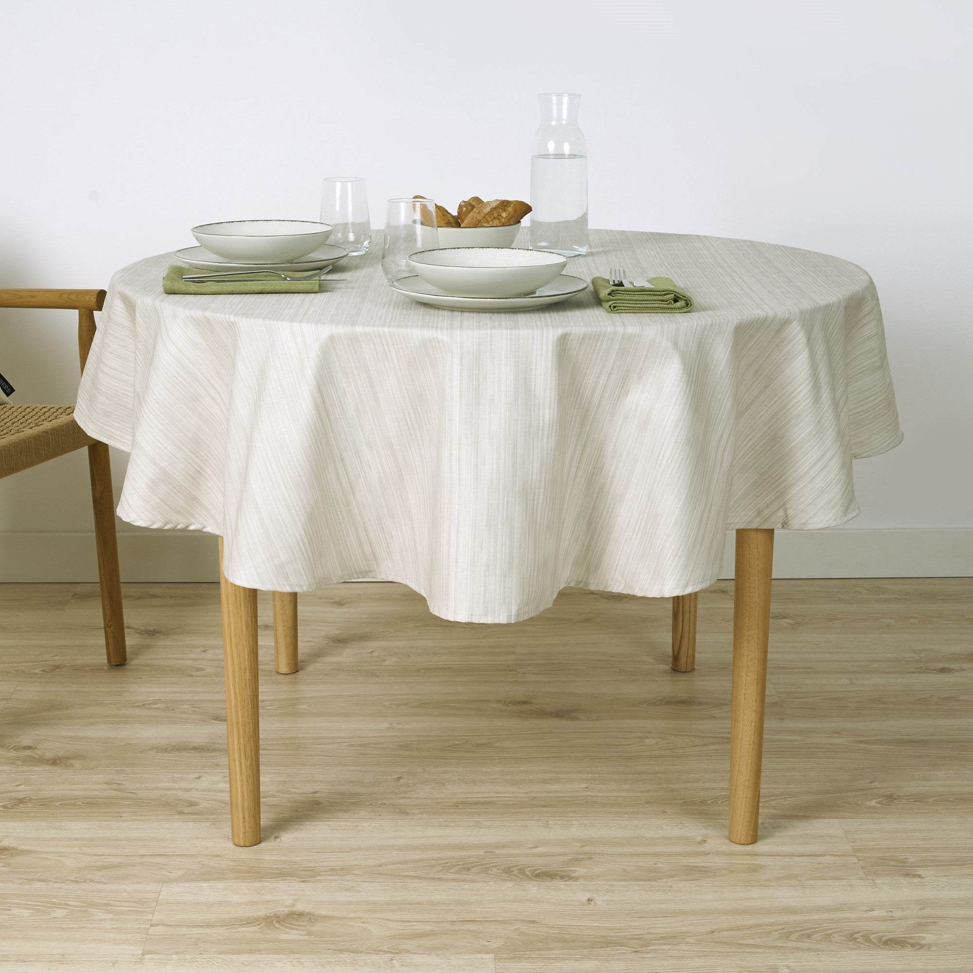 Mantel redondo resinado antimanchas Lesa 125 Beige