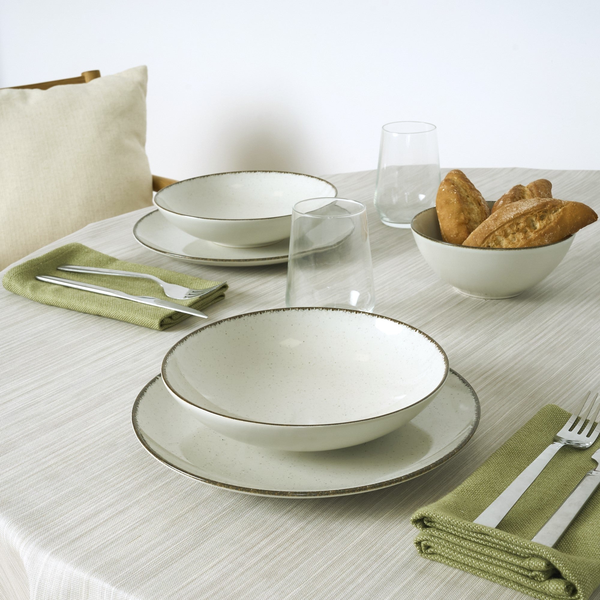 Mantel redondo resinado antimanchas Lesa 125 Beige