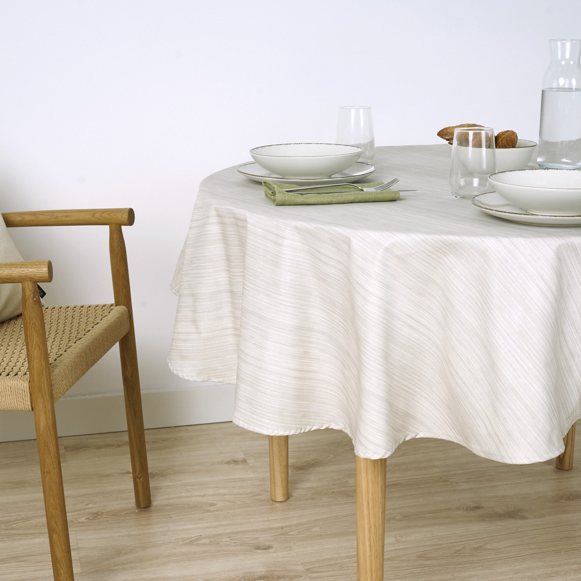 Mantel redondo resinado antimanchas Lesa 125 Beige