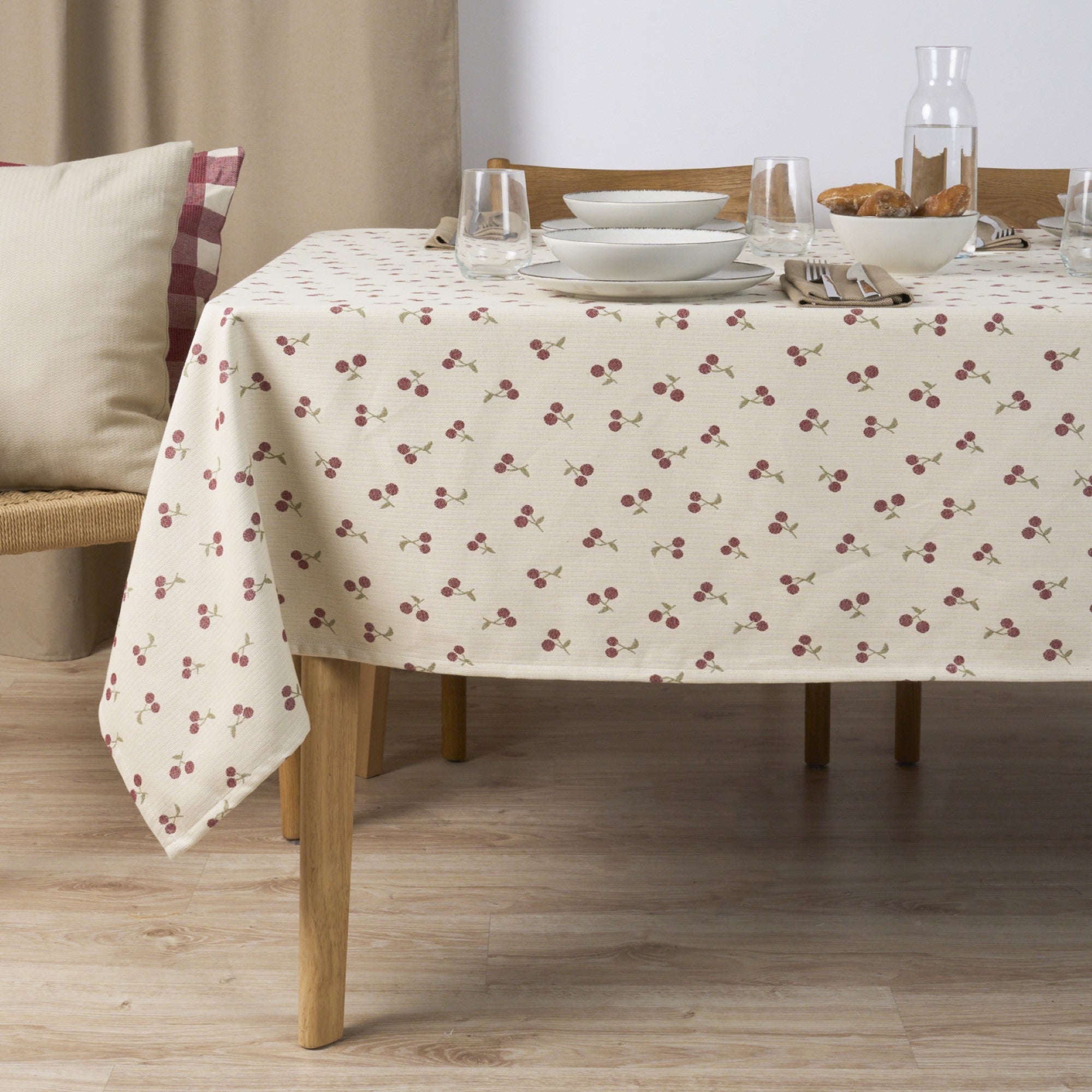 Mantel jacquard antimanchas Cerezas Grandes