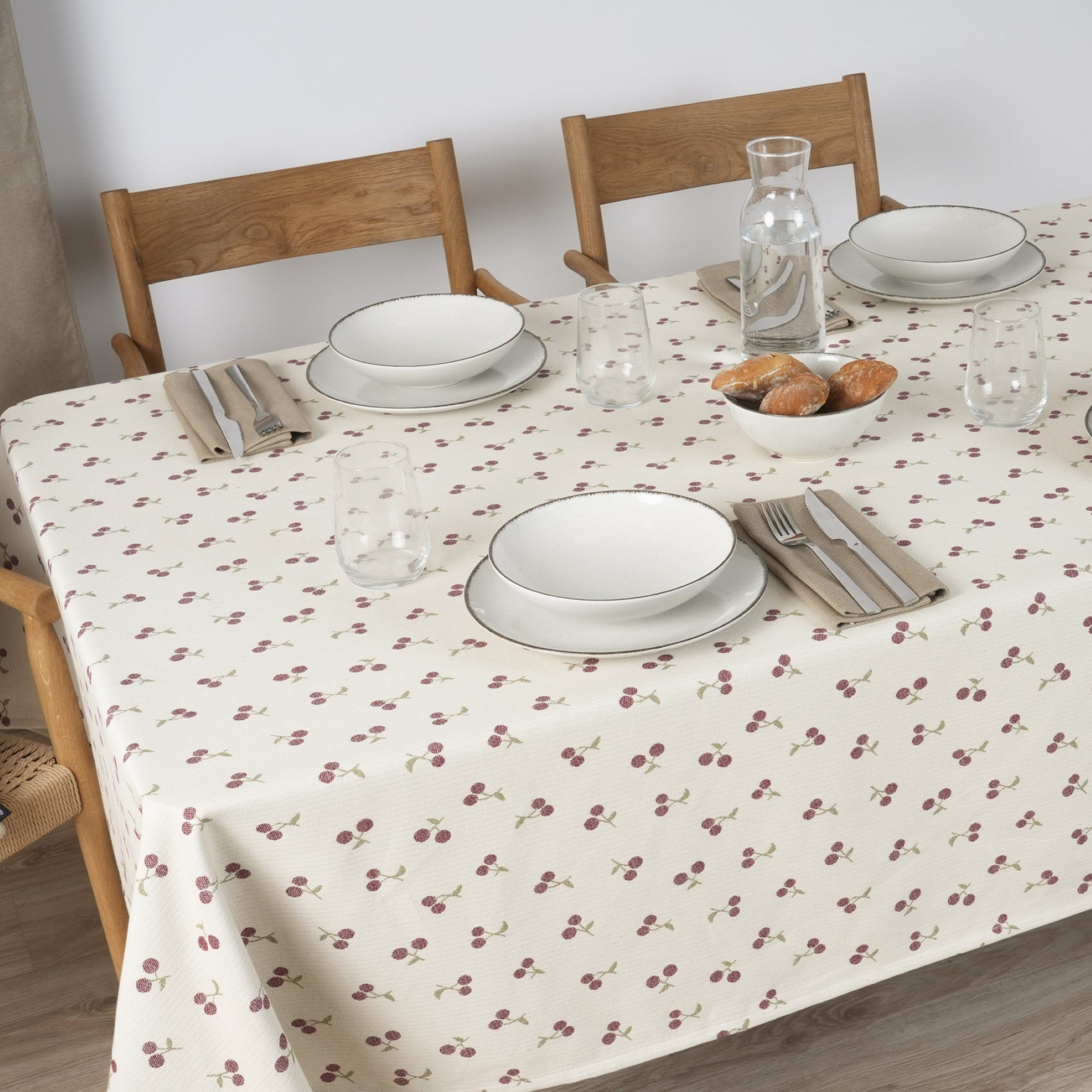 Mantel jacquard antimanchas Cerezas Grandes