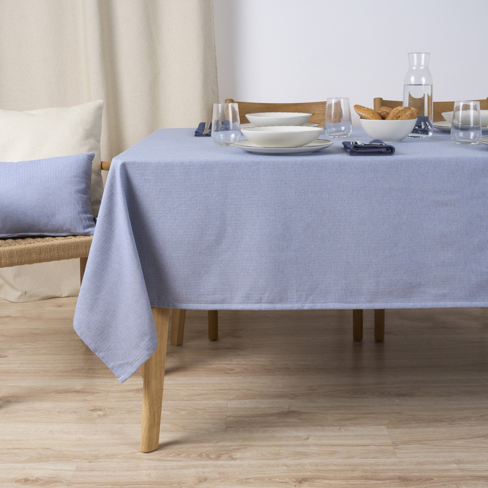 Mantel jacquard antimanchas Espiga Indigo