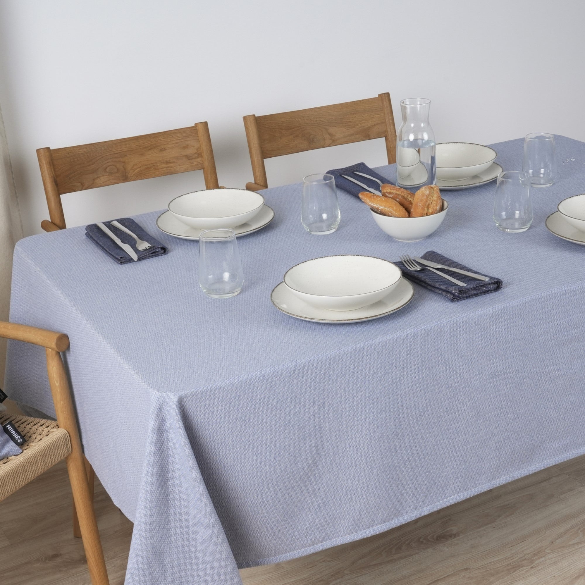 Mantel jacquard antimanchas Espiga Indigo